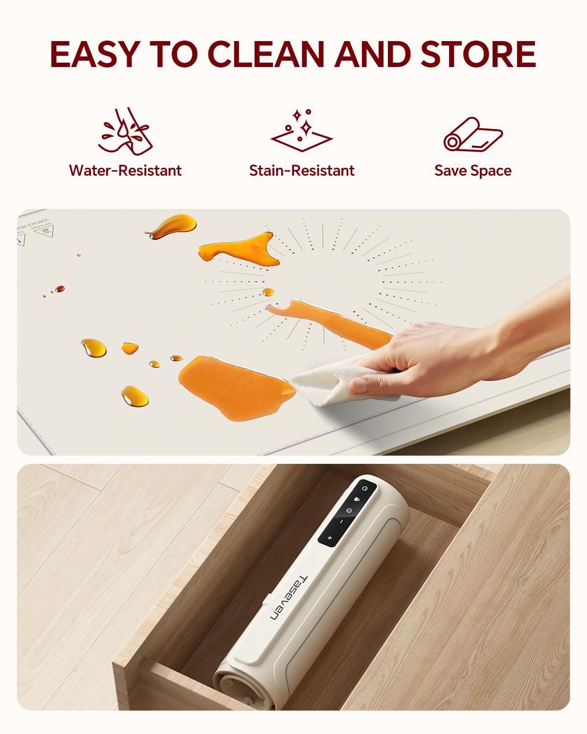 Food Warming Mat, Silicone Heating Tray with 7 Temperature Settings, Quick Full Surface Heating Pad, Thermochromic Line, Kids Lock, Electric Warming Tray for Buffets Party