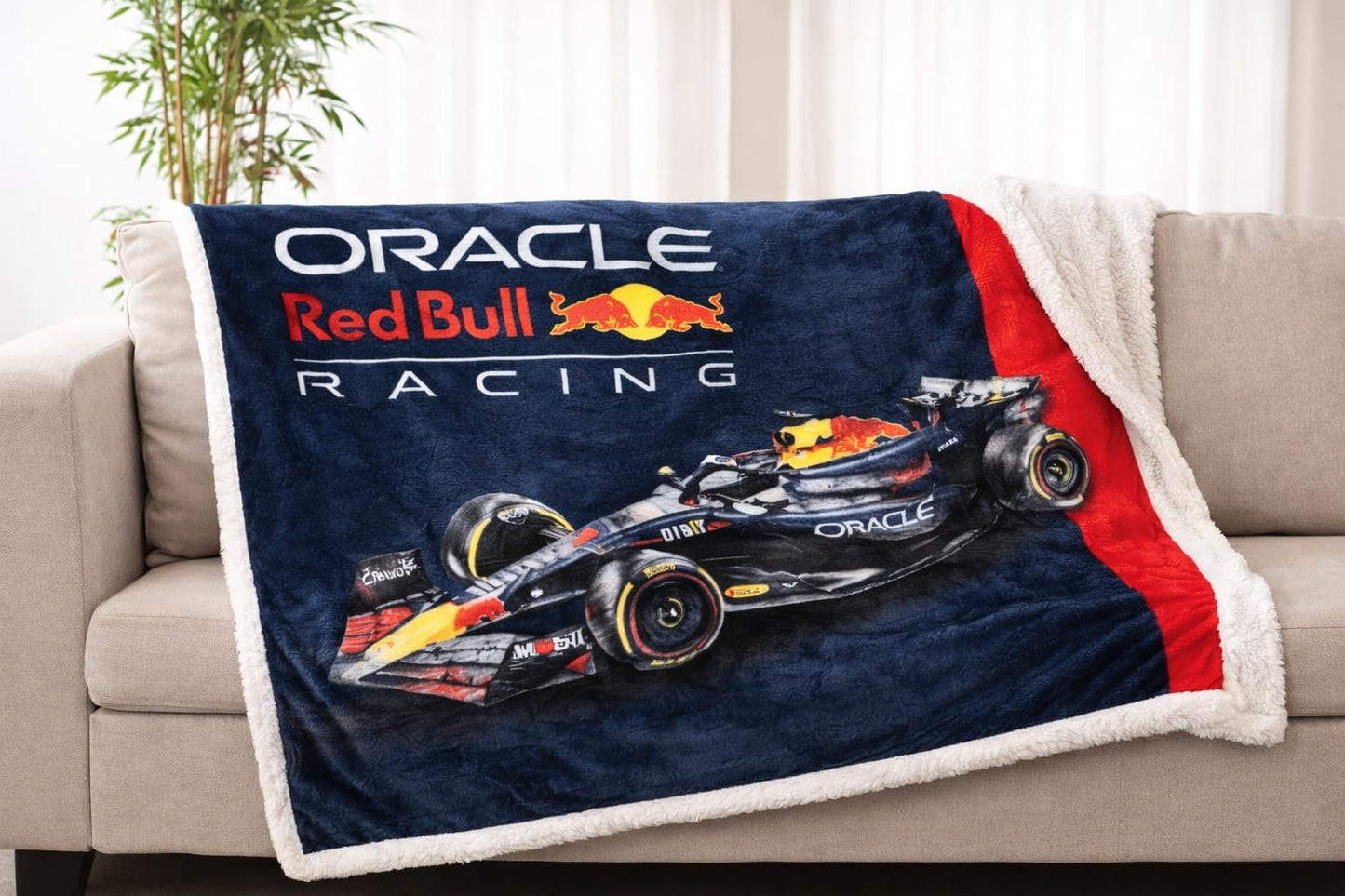 Character World F1 Oracle Red Bull Racing Official Fleece Throw Blanket 47x59 in, Soft Warm Polyester Blanket for Couch, Bed and Travel, Gift for Motorsport Fans
