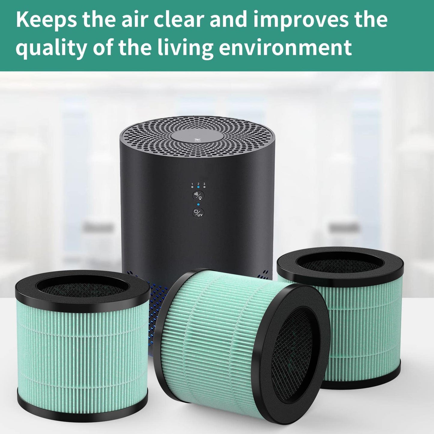 GoKBNY TPAP002 Replacement Filter, Compatible with TOPPIN TPAP002 Purifier Comfy Air C1, Part# TPFF002, 4-IN-1 Filters（4-Pack）