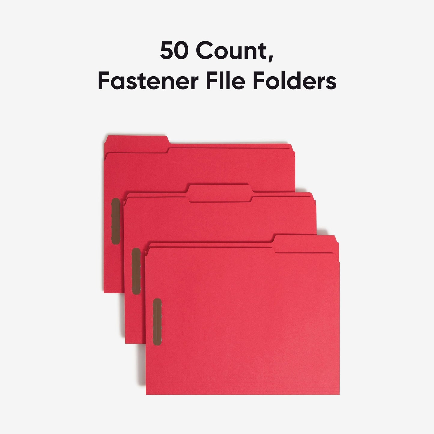 Smead Fastener File Folders, Reinforced 1/3-Cut Tabs, 2 Fasteners, Letter Size, Red, 50 per Box (12740)