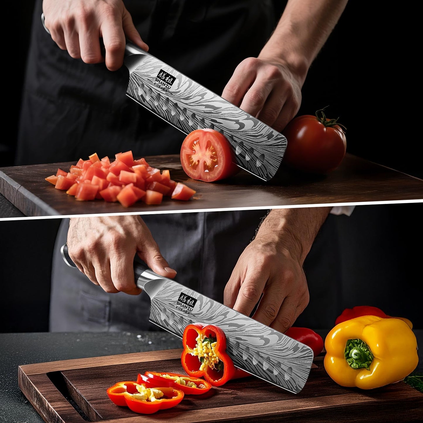 SHAN ZU Nakiri Knife in Powder Steel, Ultra Sharp 7 Inch Vegetable Kitchen Knife, High Carbon Japanese Chopping Knives, Multipurpose Chef Knives for Meat with Ergonomic Pakkawood Handle