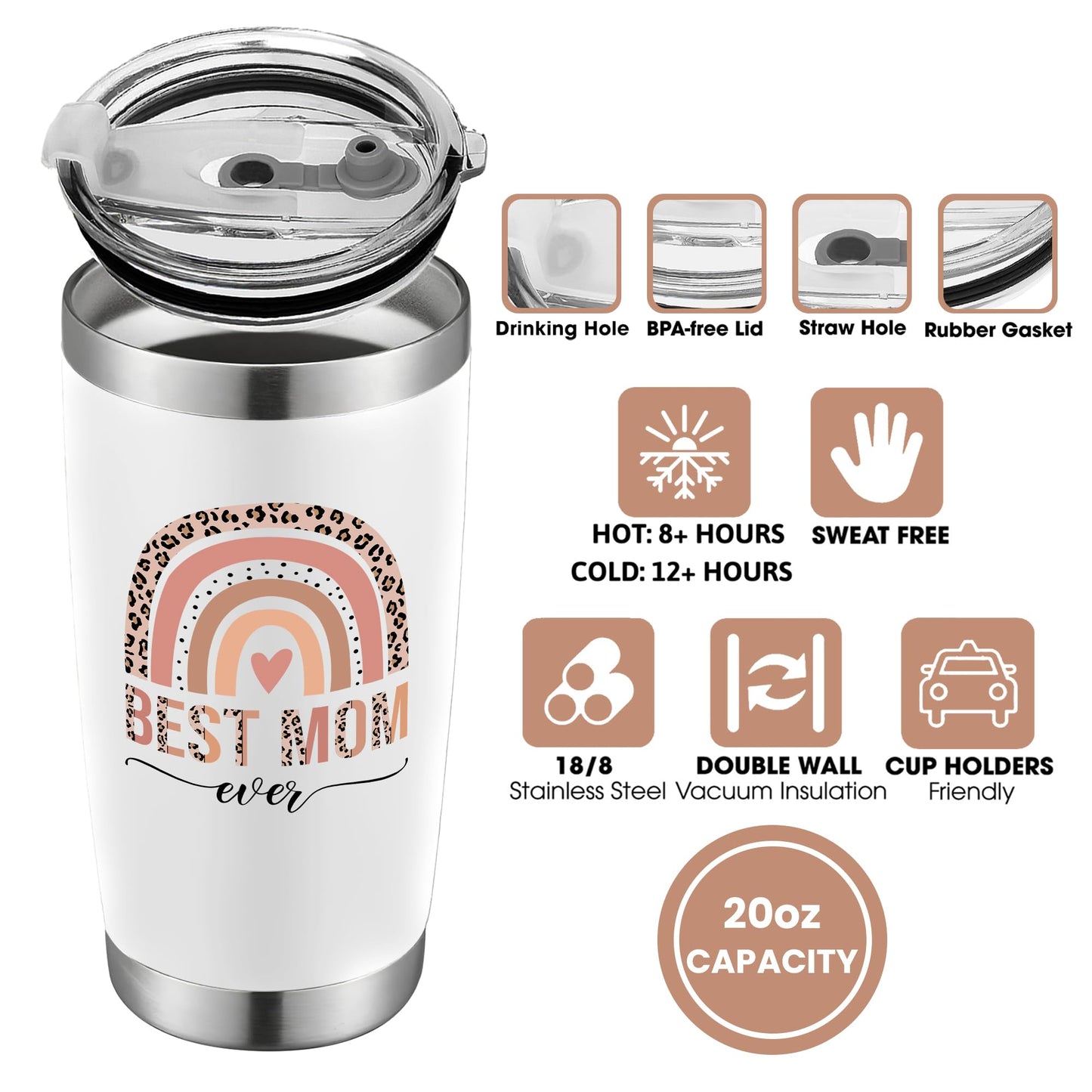 Mocosweeties Gifts for Mom from Daughter Son - Birthday, Valentines, Mothers Day Mom Gifts for Wife, Her - Mother's Day Ideas for Mama, Mother - Gift for New Moms, Mothers - 20 Oz Tumbler