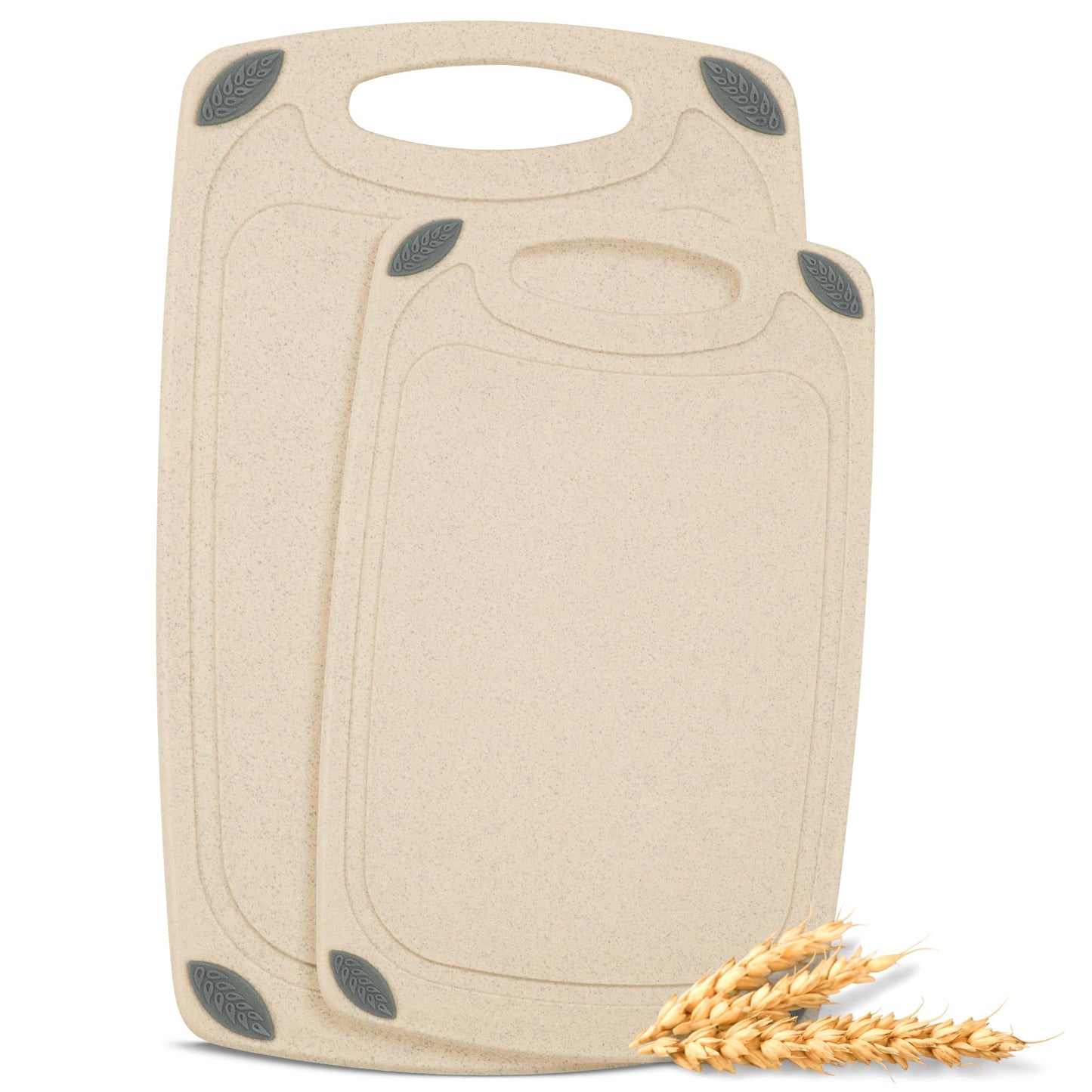 AXIOM CREATIONS 2-Piece Reversible Cutting Board Set Made with Natural Wheat Straw Fiber, Eco-Conscious Food Safe Kitchen Essentials, Gluten Free & BPA Free Chopping Boards for Kitchen