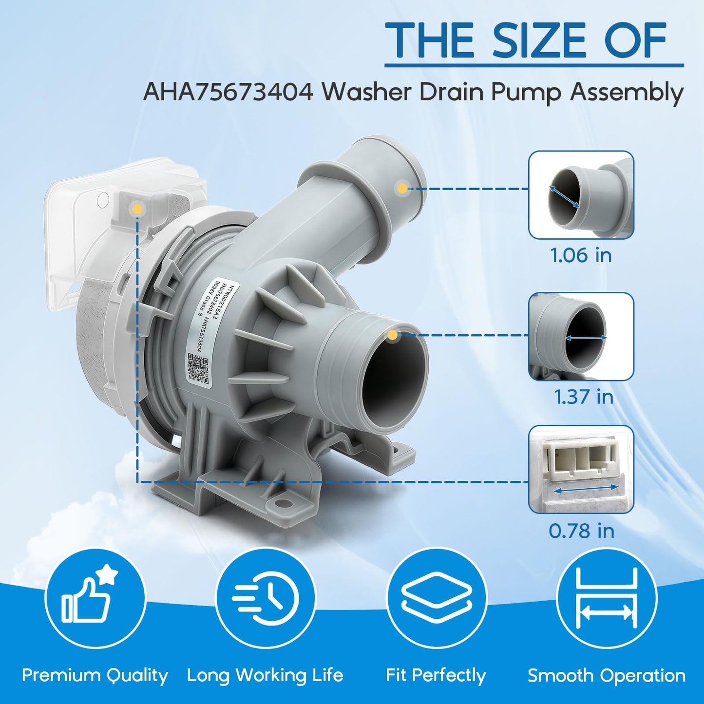 Upgraded AHA75673404 AHA75673402 Washer Drain Pump Assembly for LG Washing Machine, Replaces WT7250CW WT7305CW WT7405CW parts