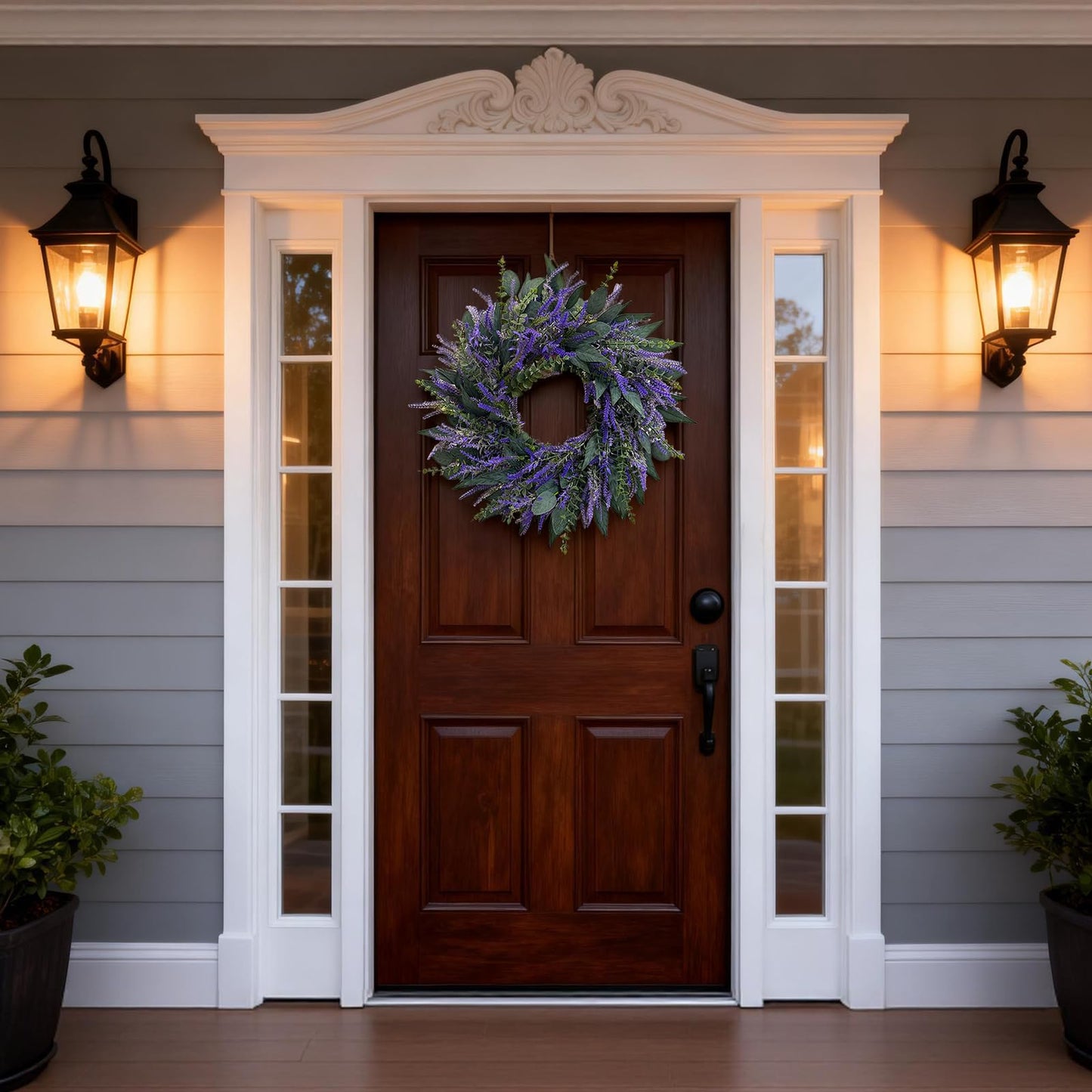 26 Inch Lavender Eucalyptus Wreaths for Front Door, Spring Summer Wreath,Large Eucalyptus Outdoor Wreath with Greenery Leaves for Porch,Wall,Holiday,Home Decor- Spring, Summer, Fall, All Seasons