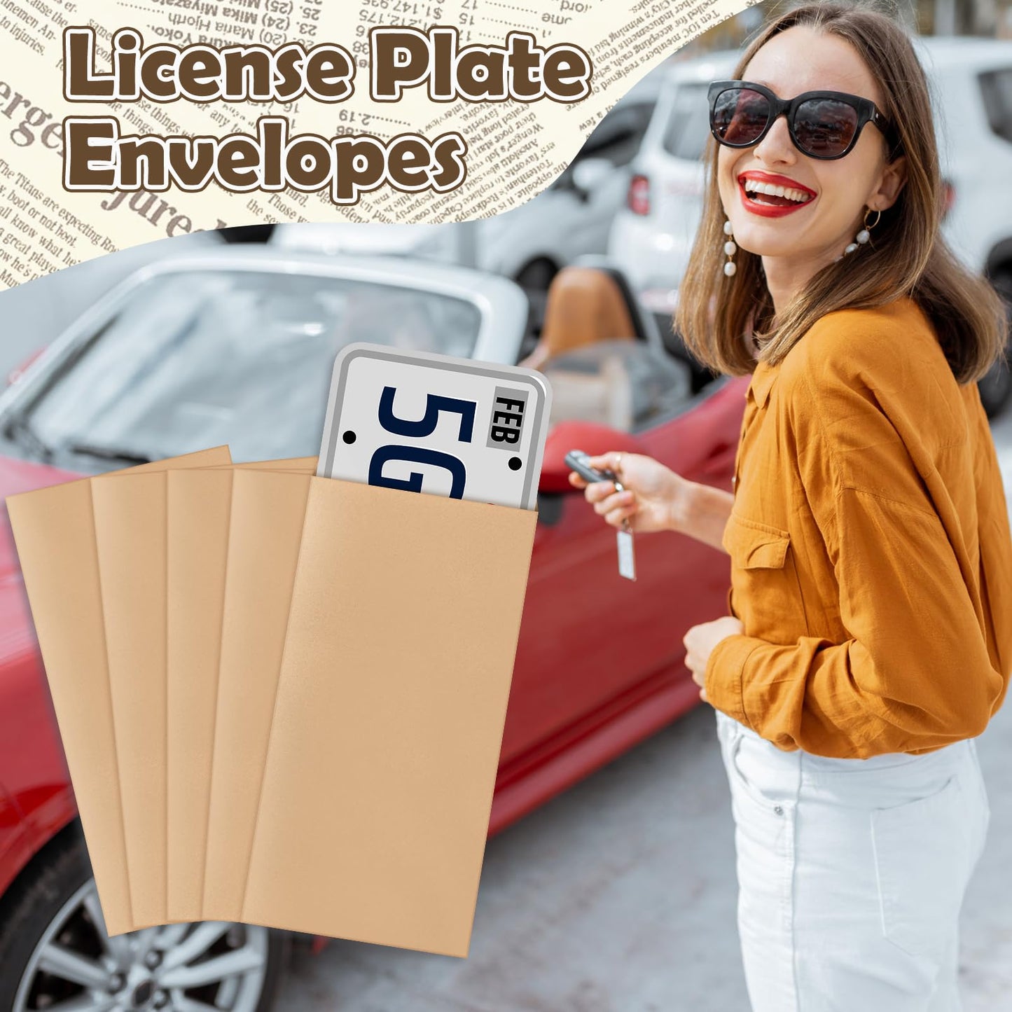 Feifeiya 200 Pcs License Plate Envelopes 13 x 6.5 Inch Brown Kraft Mailing Envelopes for License Plate Pictures Business Documents Invitation Cards (Classic)