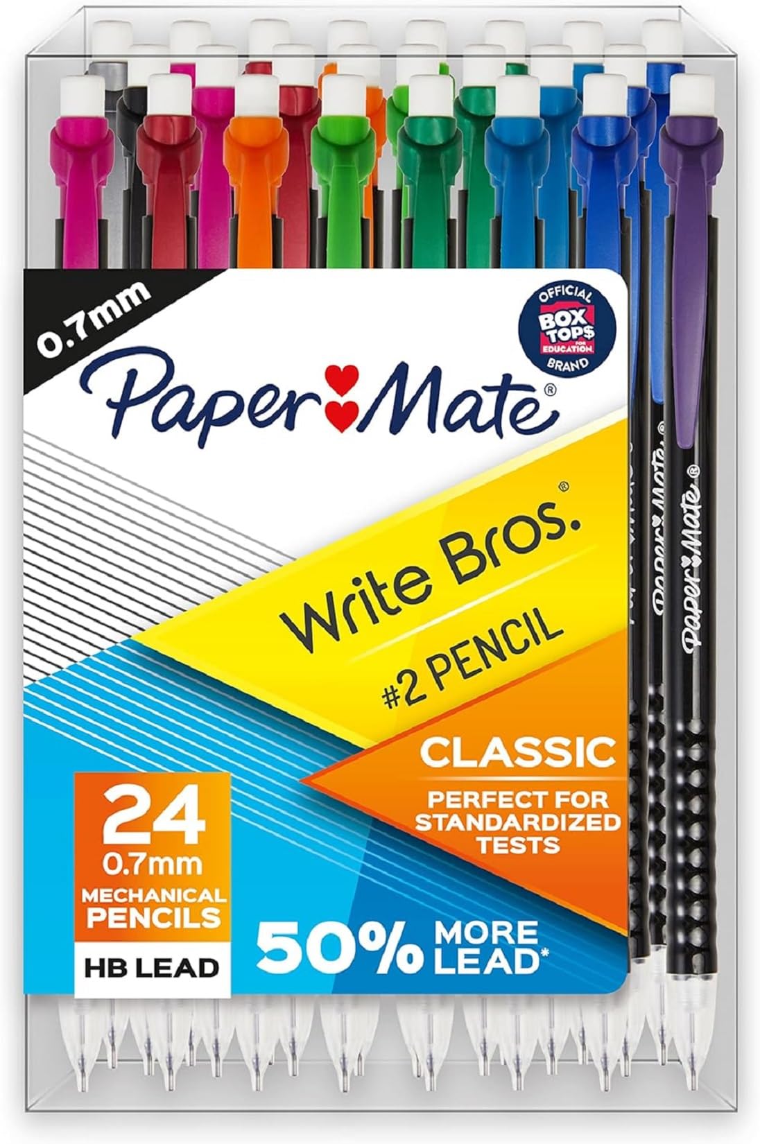 Paper Mate Mechanical Pencils 0.7mm Write Bros. Classic Number 2 Pencil Set Office Supplies Classroom Supplies Sketching Pencils Drafting Great for Standardized Testing 144 Count, Pack of 6