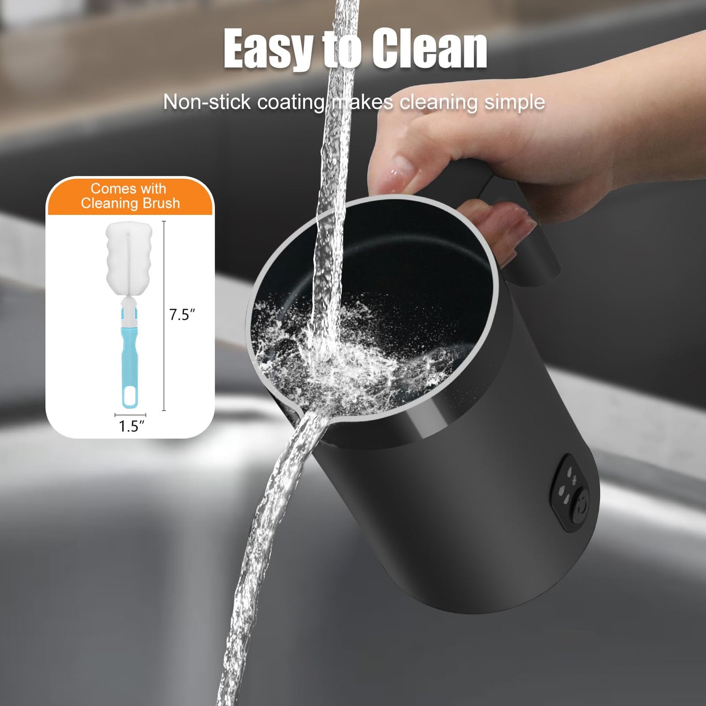 CookSwift Milk Frother, 4-in-1 Electric Milk Steamer and Frother, 13.5oz/400ml Automatic Large Capacity Warm and Cold Foam Maker, Milk Warmer and Coffee Frother for Latte, Cappuccino, Macchiato(Black)