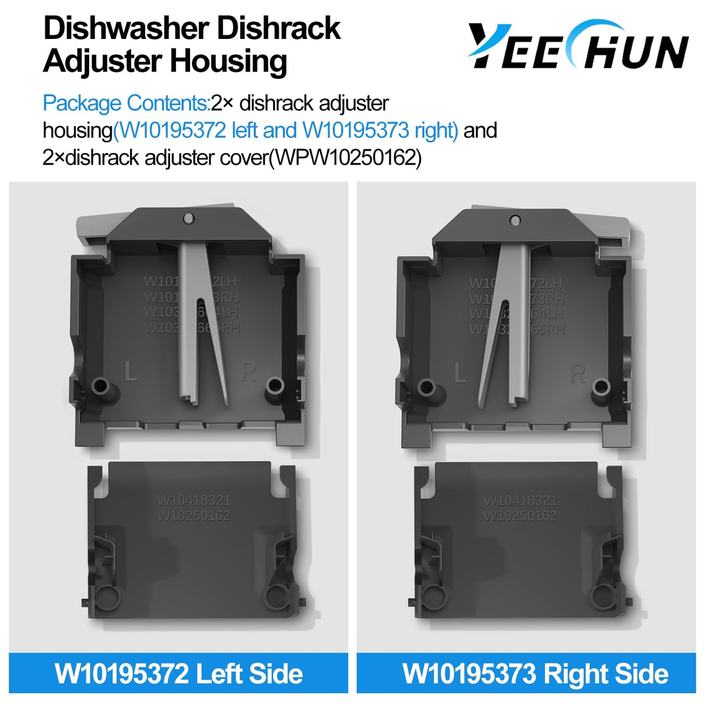 Upgraded W10195372 W10195373 Dishwasher Dishrack Adjuster Housing Left Right Hand for Whirlpool WDT730PAHZ0 WDT750SAHZ0 Dishwasher Top Rack Parts,For Kenmore KitchenAid KDTM354DSS4 Dishwasher Parts