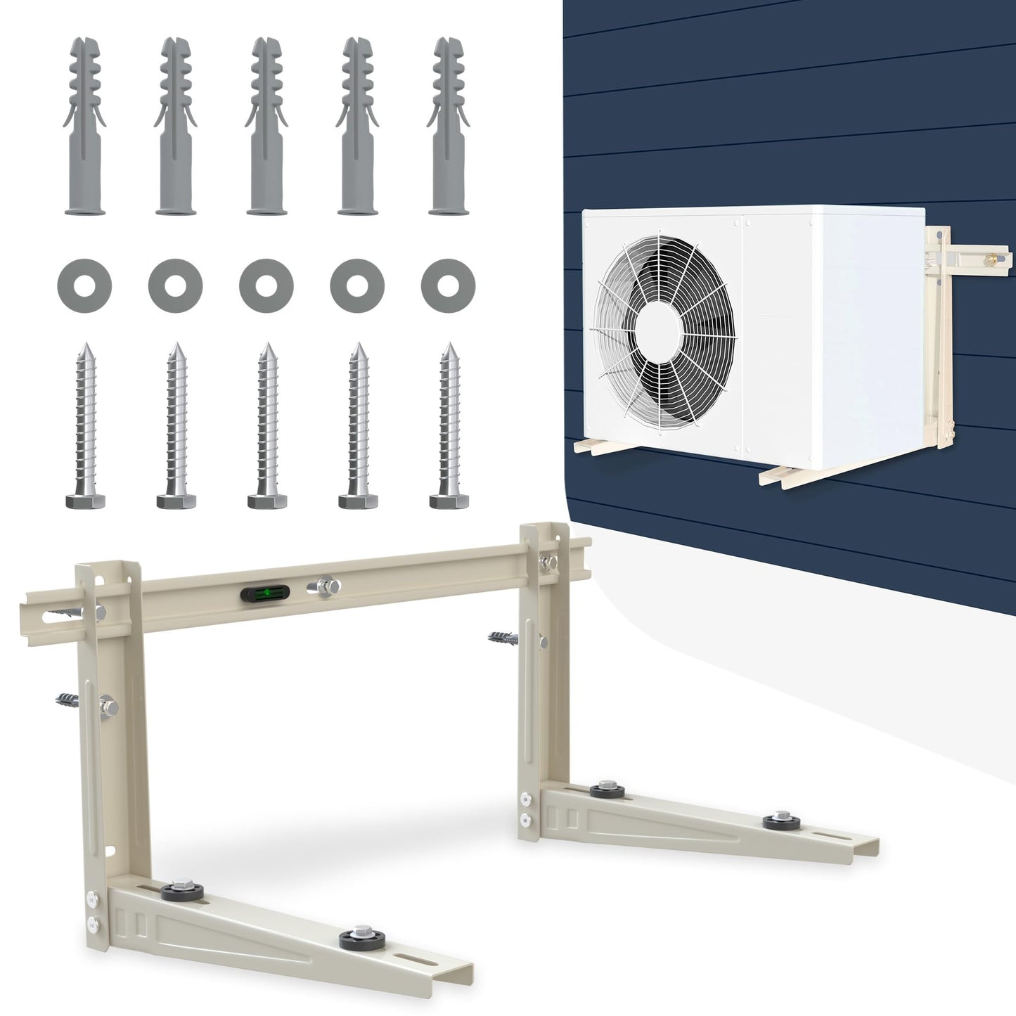 Mini Split Wall Mounting Bracket Outdoor, for 7000-12000 BTU Universal Ductless Air Conditioners, Heat Pumps, Heavy-Duty Mini Split AC Mount, Foldable Mini Split Bracket Max 400 Lb Capacity