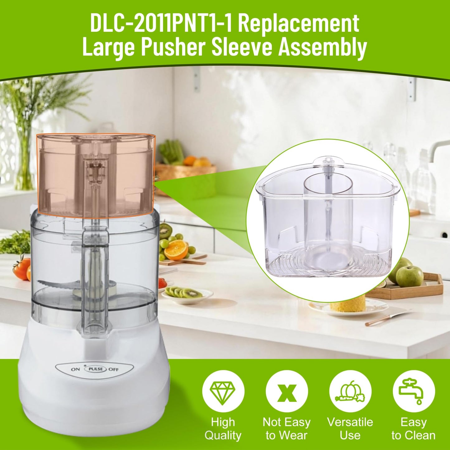 DLC-2011PNT1-1 Large Pusher Sleeve Assembly Replacement Compatible with Cuisinart Food Processor DLC-2007N DLC-2009CHB DLC-2009CHBMY DLC-2011CHBY DLC-2011N DLC-2009GMAMZ