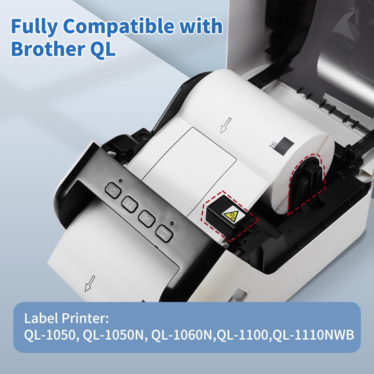 COLORTY Compatible with Brother DK-1241 Die-Cut 4" x 6" Large Shipping Label Roll(200/Roll), 102mm x 151mm White Paper Label for Brother Printer QL-1050 1050N 1060N 1100 1110NWB (10 Rolls + 1 Frame)