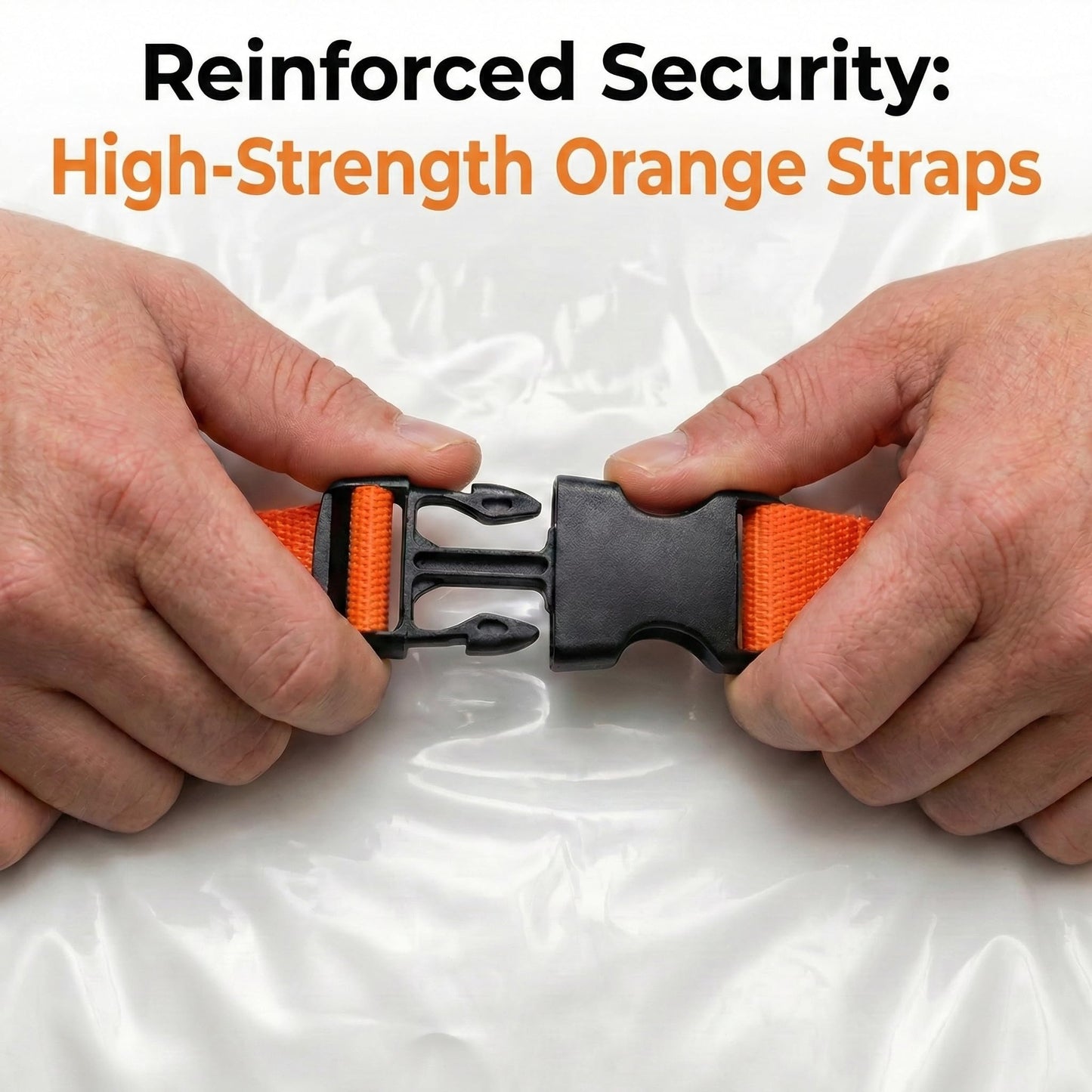 Memory Foam Mattress Vacuum Bag, Heavy-Duty Mattress Storage Bag for Moving and Transport, Mattress Compression Bag with Straps & Dual-Zip Seal (Orange Straps, Queen/Full-XL)