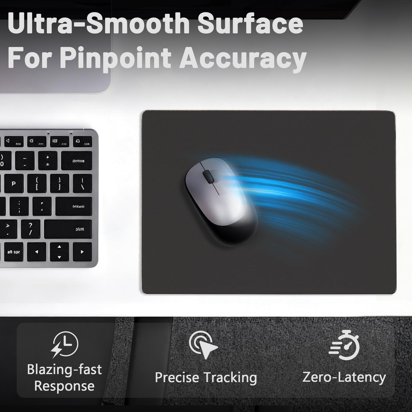 Glazir Glass Gaming Mouse Pad, Hard Mousepad for Gaming, 13.7” x 9.8” Ultra-Smooth Micro-Etched Surface Mousepad, Improved Precision & Speed, Anti-Slip Base, Black