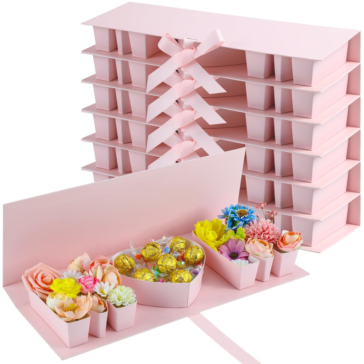 Ireer 6 Pcs Mom Flower Gift Box Letter Shaped Fillable Cardboard Boxes for Mother's Day Empty Floral Arrangement Box for Flowers Chocolate Strawberries Treats and DIY Mother Gifts(Pink,Mom)