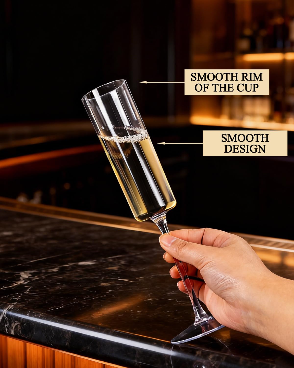 Ciaell 36 Pack Plastic Champagne Flutes - 6 Oz Disposable Champagne Glasses - Square Clear Plastic Toasting Glasses for Party Birthday Anniversary Wedding