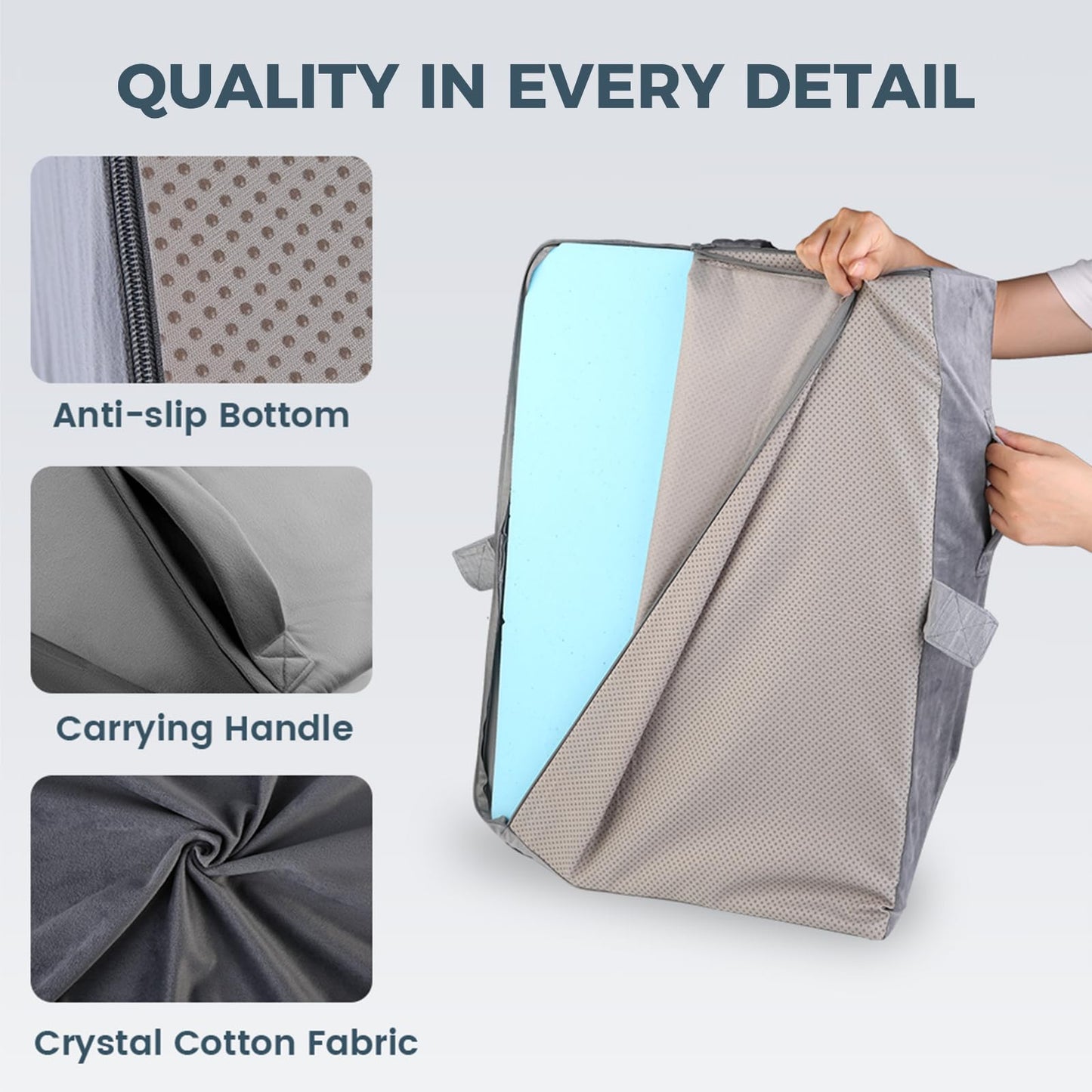 CIVJET 3-Height Adjustable Wide Leg Elevation Pillows for After Surgery or Sleeping, Memory Foam Support for Both Legs, Knee & Ankle Wedge for Swelling & Circulation, Removable Washable Velvet Cover