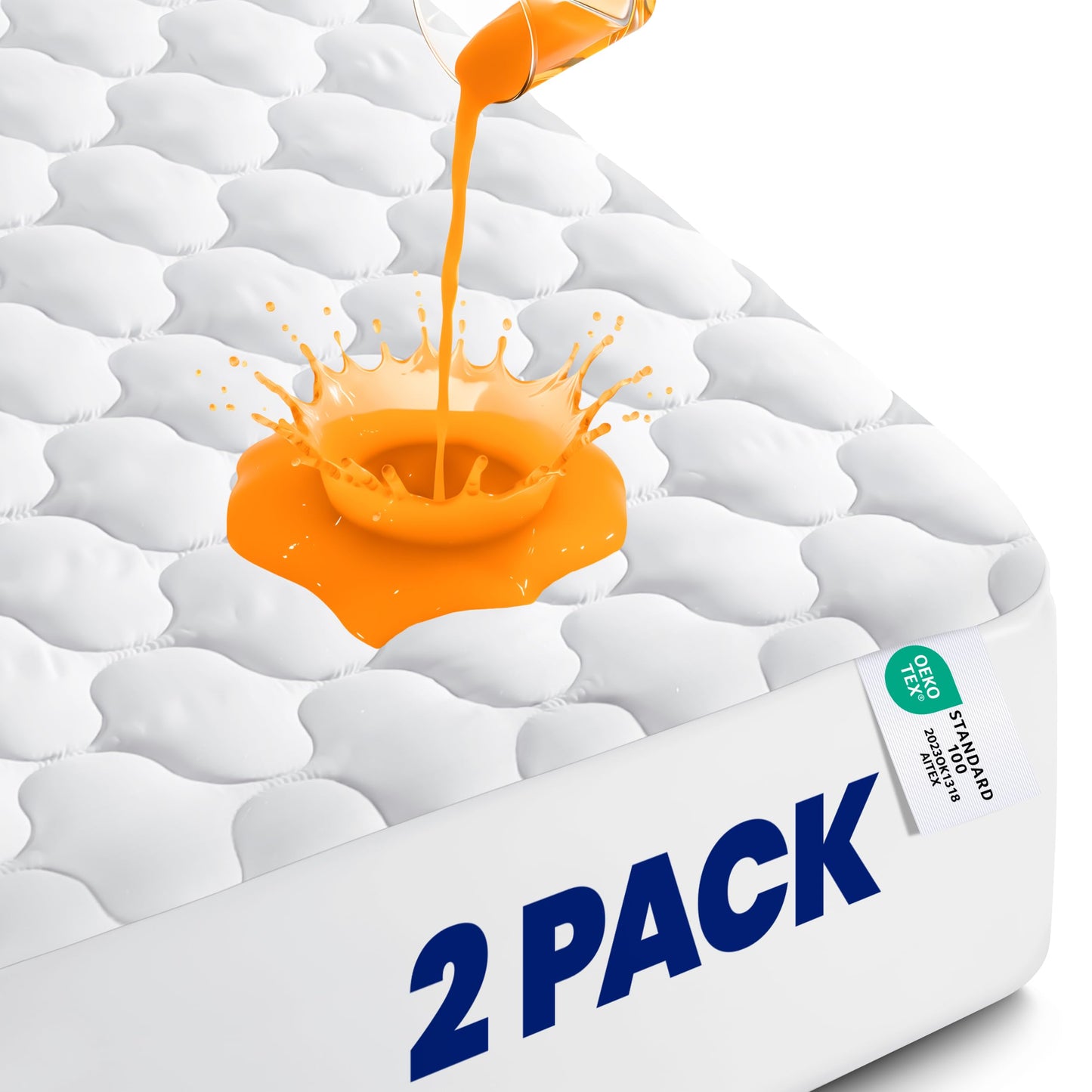 Utopia Bedding 2 Pack Waterproof Mattress Protector, Full Mattress Pad, Noiseless Quilted Fitted Cover with Deep Pocket Stretches up to 16 Inches (White)