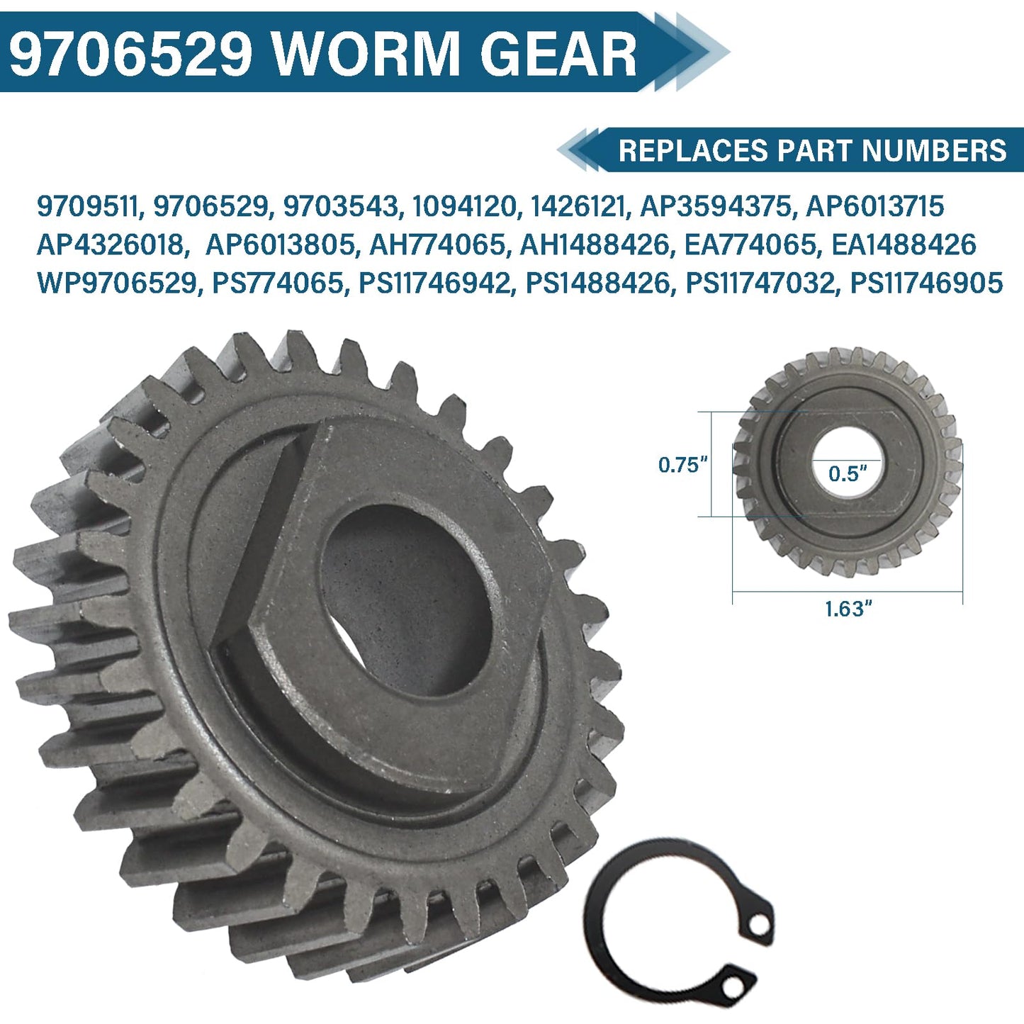 Worm Gear Kit Compatible With KitchenAid Whirlpool 5QT & 6QT Mixer Gear Parts Replacement, Worm Follower Gear Kit 9706529 W11086780 9709511 9703337 9709231