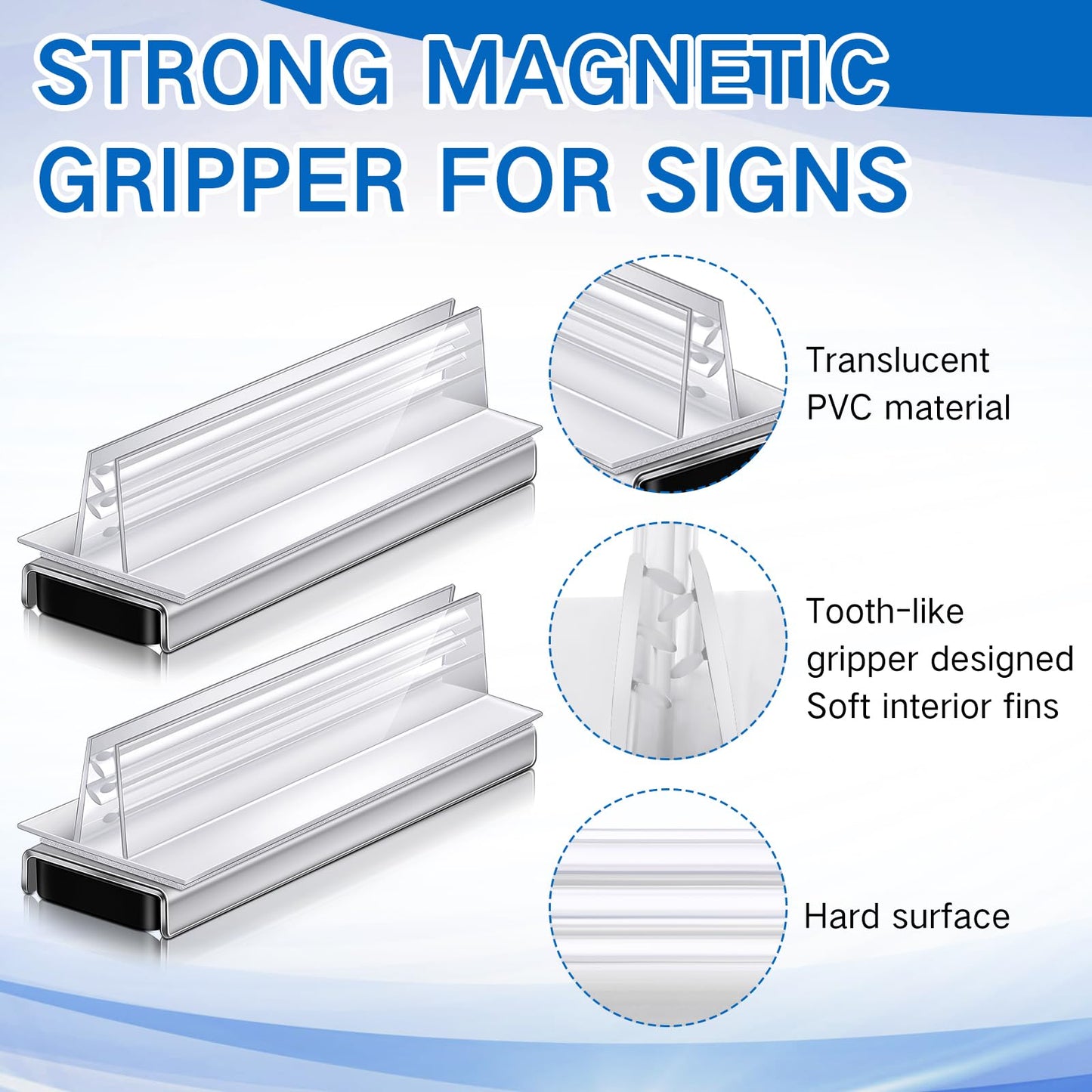 Thyle 24 Pack Magnetic Sign Holder Grip Holder, Powerful Magnet, 3" Length, 1" Width, 1" Total Height for Retail Wall Display Store Vendor Event Warehouse and Shop Supplies, Clear