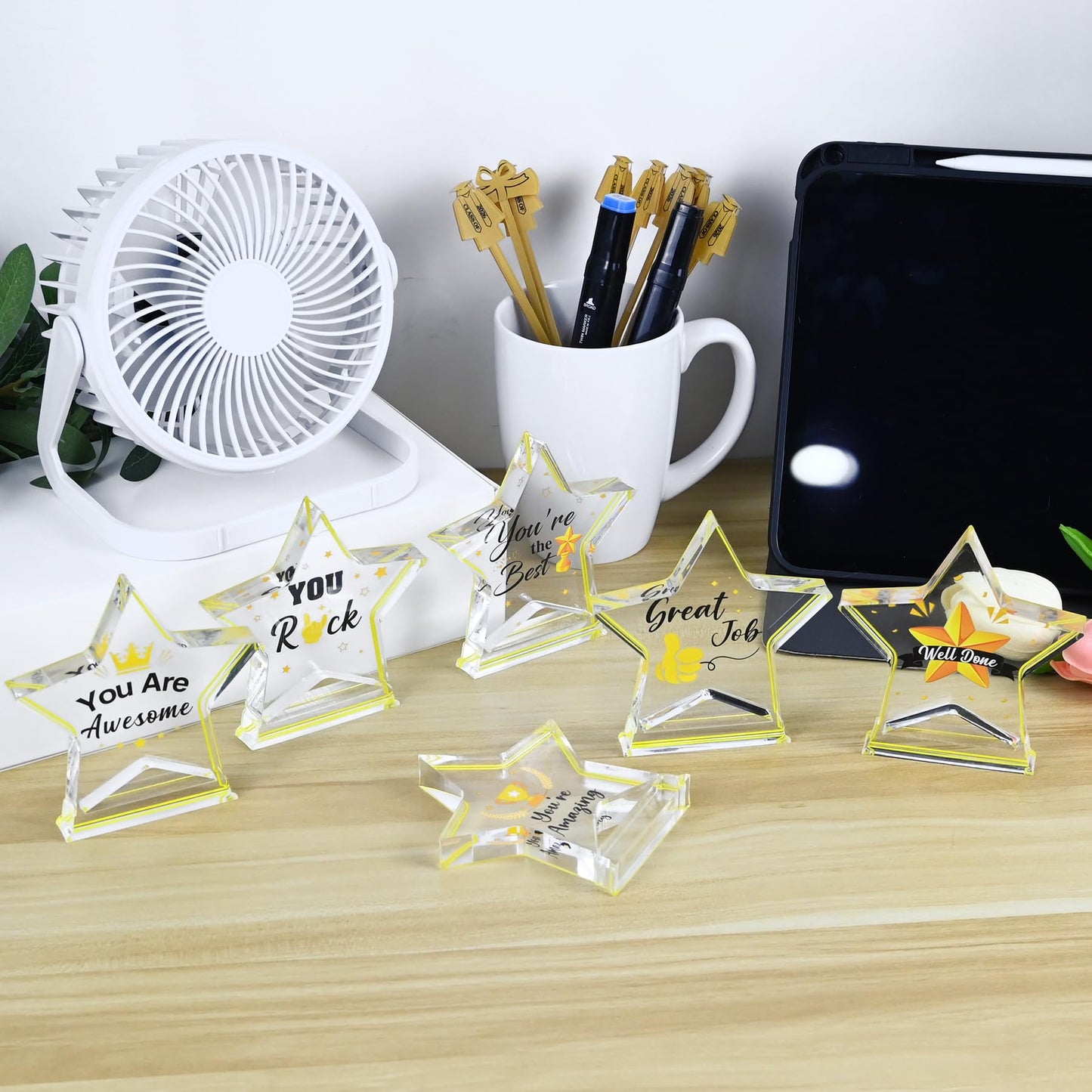 24 Pcs Medium Size Acrylic Employee Appreciation Awards Gifts Bulk Team School Classroom Prizes Motivational Trophies Thank You Recognition Colleagues Students Office Graduation Decor Gold Star