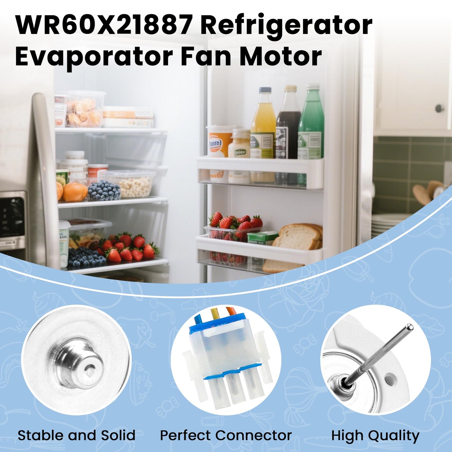WR60X21887 Refrigerator Evaporator Fan Motor Compatible with GE Refrigerator - Replaces WR60X10137 WR60X10054 WR60X10189 WR60X10240 WR60X24645 by AMI PARTS