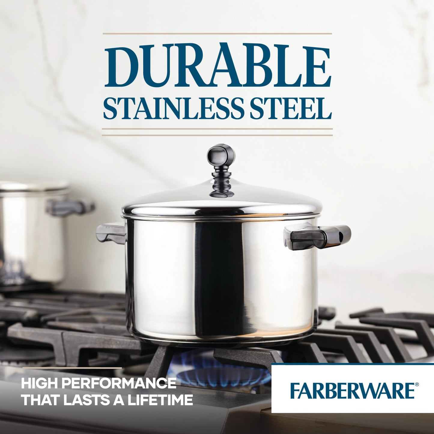Farberware Classic Series Stainless Steel Sauce Pot with Lid, 4-Quart Cookware, Silver