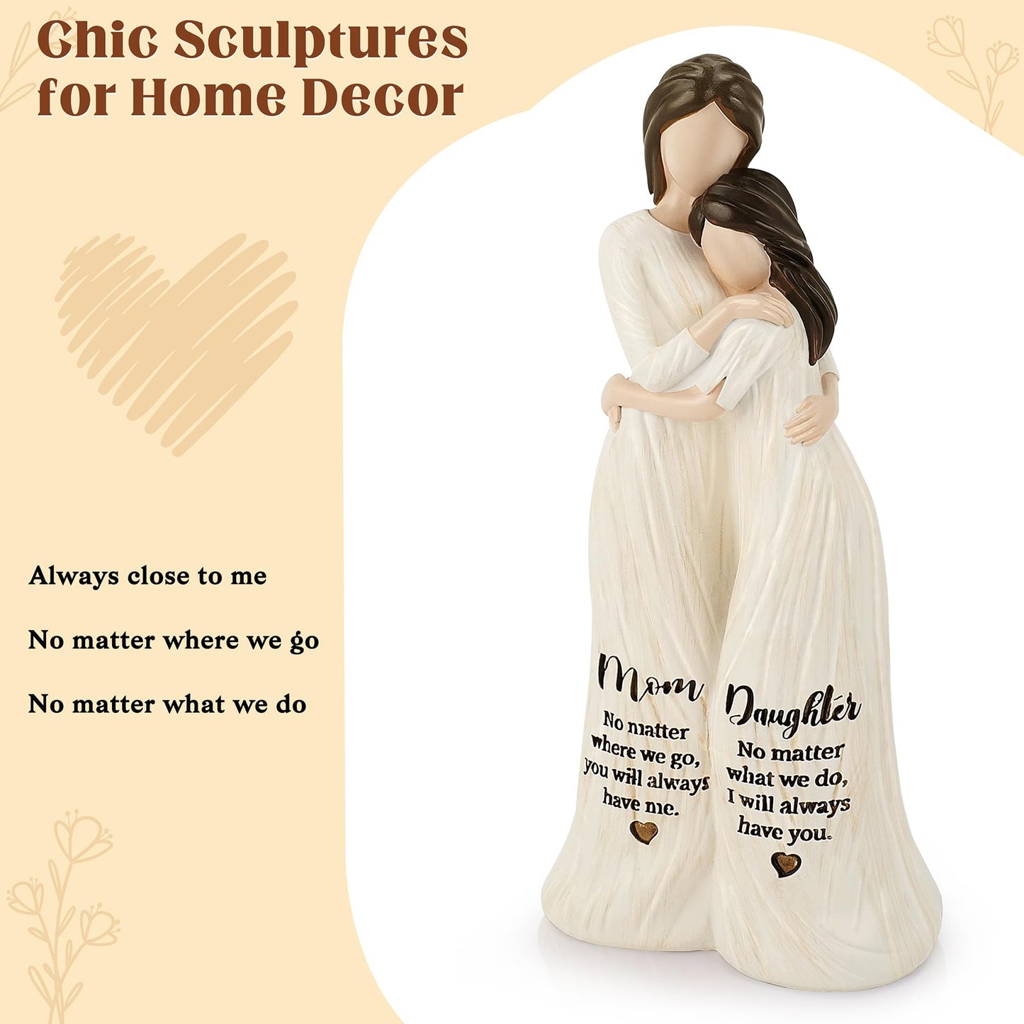 Mom Birthday Gifts from Daughter, Gift for Moms and Daughters, Mom and Daughter Figurines, Mom's Gifts from Daughter, Gift for Mother's Day Birthday, Sculpted Hand-Painted Figurine
