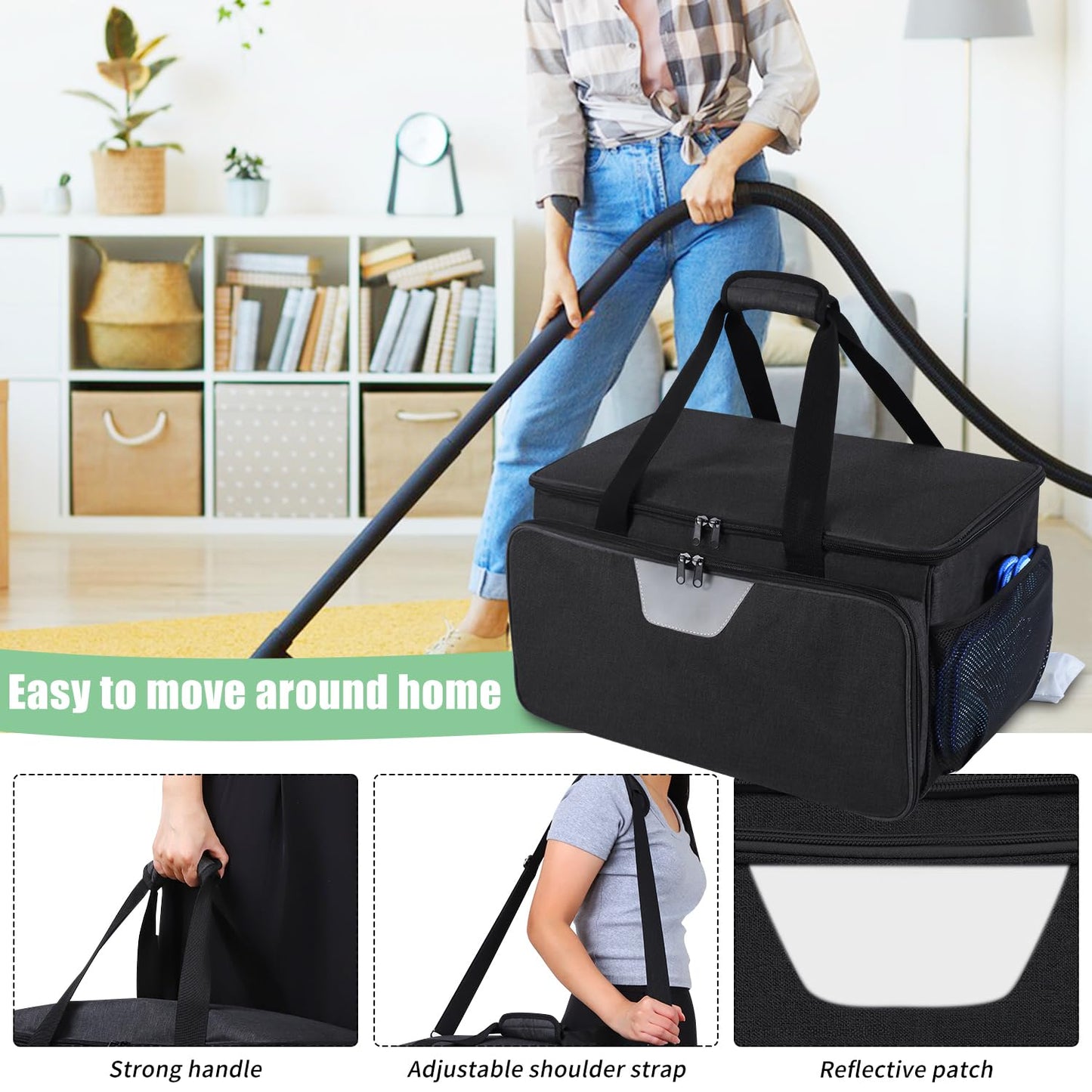 TEFGTER Steam Cleaner Storage Bag Compatible with Dupray Neat Steam Cleaner,Carrying Case with Pockets,Portable Steam Cleaner Organizer Bag with Large Space(Case Only)(Black)