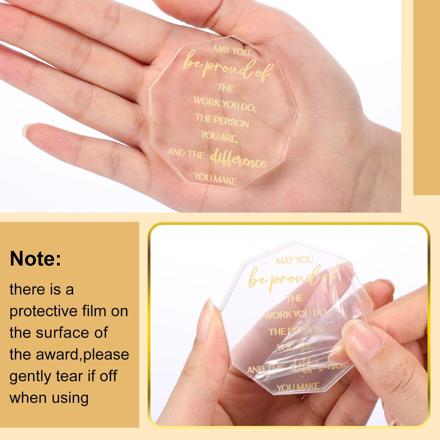 Huquary 50 Pcs Employee Appreciation Awards for Coworker Acrylic Thank You Gifts Trophy Be Proud of The Work You Do Prizes for Colleague Retirement Farewell Motivational Gift (Irregular Style)