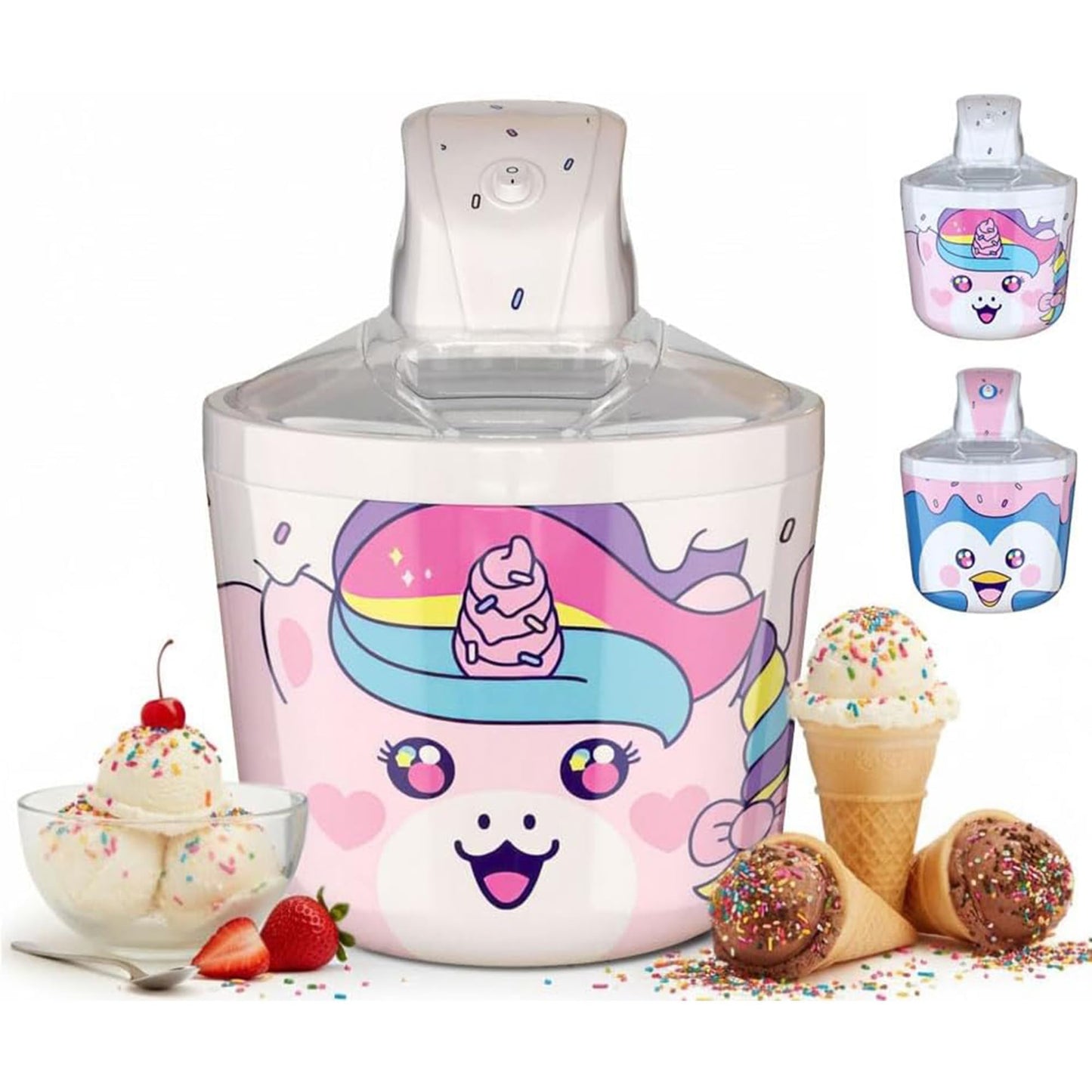 Cooler Concepts 1.2 Qt Unicorn Electric Ice Cream Maker for Kids - Best Countertop Ice Cream Machine for Homemade Soft Serve, Sorbet, Gelato, Frozen Yogurt - Fun Desserts for Families, Easy to Clean