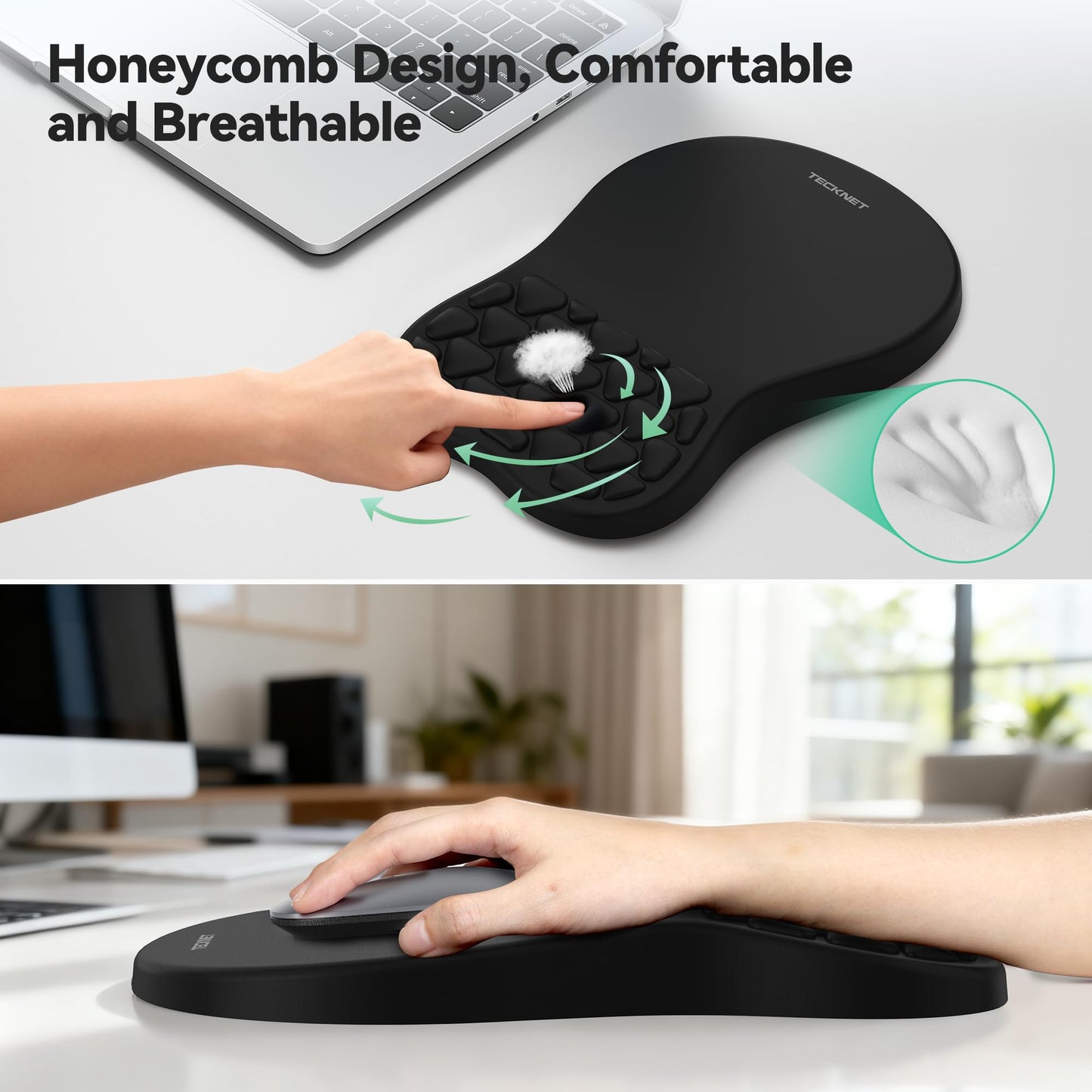 Ergonomic Mouse Pad with Wrist Rest,Keyboard Pad and Mousepad with Wrist Support,Massage Design Effectively Relieves Carpal Tunnel Syndrome Suitable for Computers and Laptops