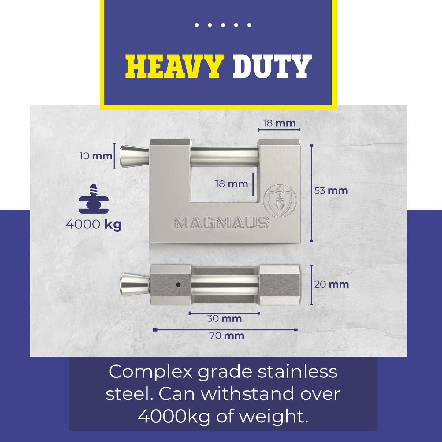 Magmaus® RTL70 Heavy Duty Lock for Shipping Container - [Weatherproof] - Secure Outdoor Lock for Storage Unit, Gate, Shed, Fence, Door - 3 Keys