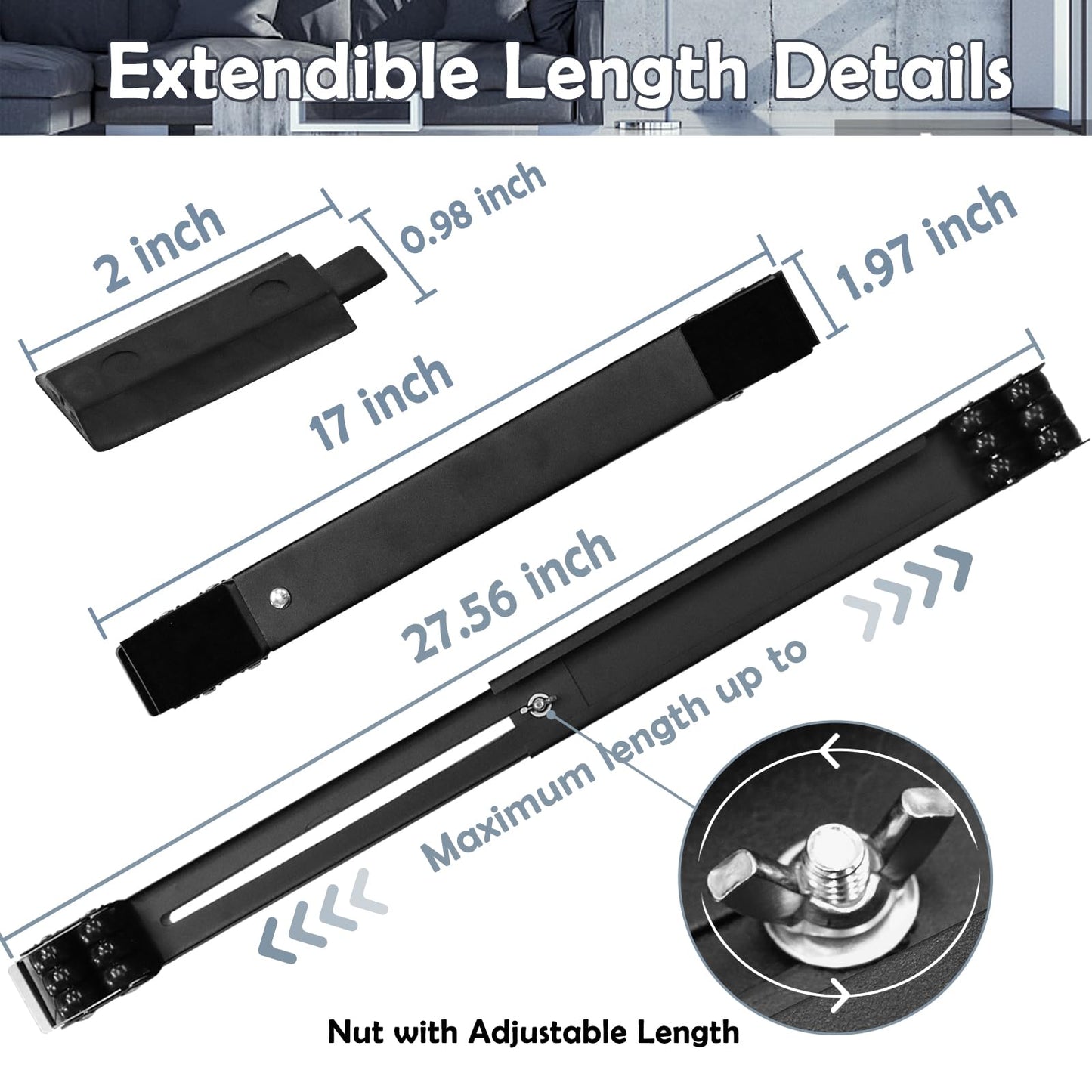 6 Pcs Extendable Furniture Appliances Rollers, Mover Tools with 24 Roller Brake Equipment for Heavy Washing Dryer Machine Refrigerator for Mobile Wheels Strong Base Stand Hold Up to 660 lb Black