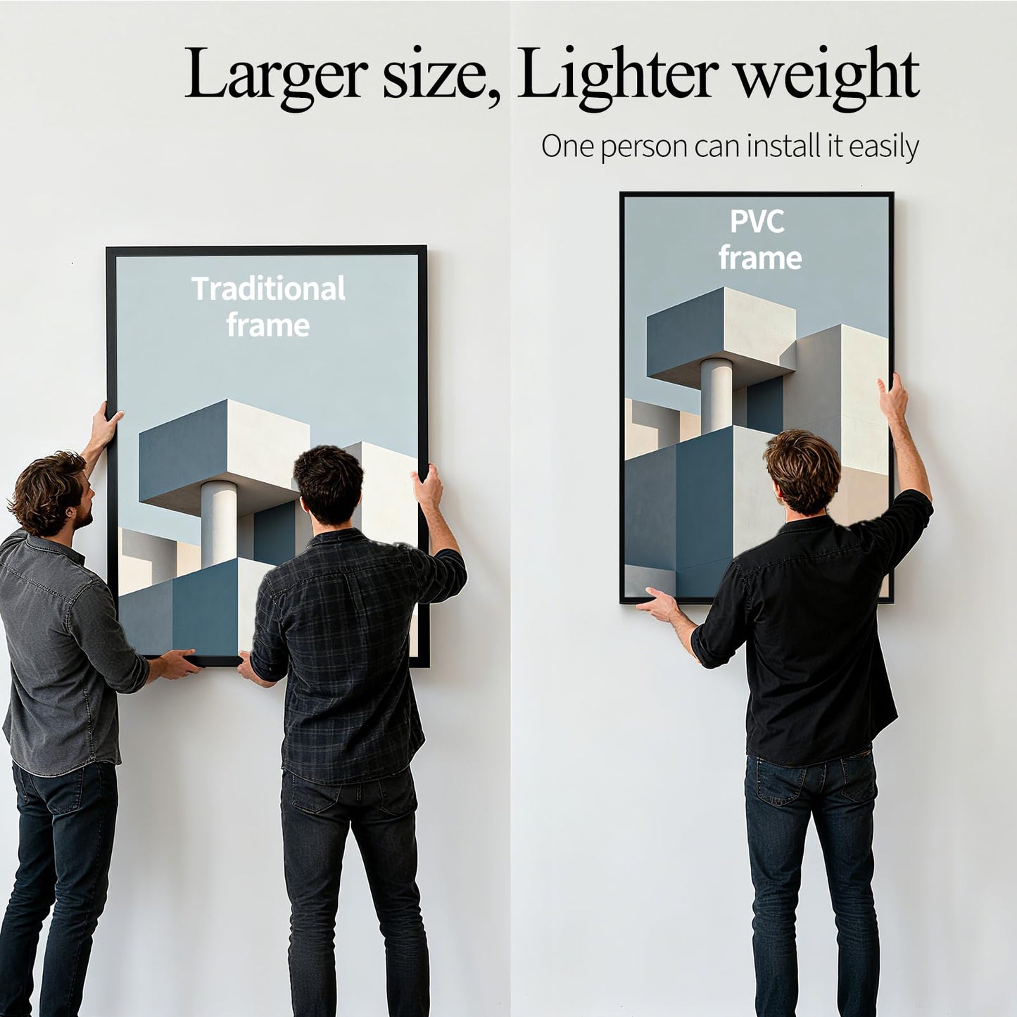 Lavezee 24x36 Poster Frame Black, Lightweight 24 x 36 Poster Frames for Wall Mounting, Display 24 by 36 Pictures, Posters & Art Prints Vertically or Horizontally, 3 Packs