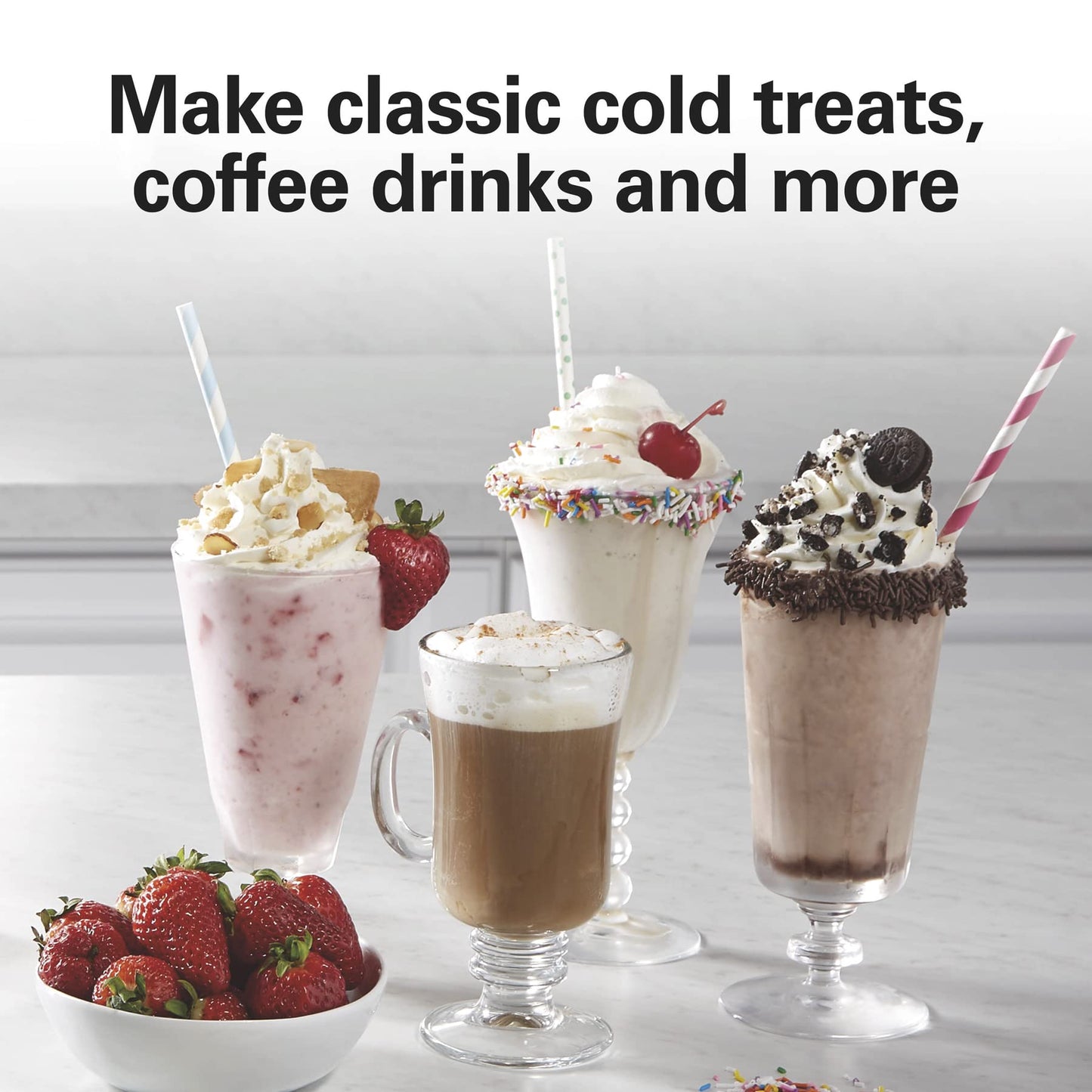 Hamilton Beach DrinkMaster Electric Drink Mixer, Retro Milkshake Maker & Milk Frother, 2 Speeds, Extra-Large 28 oz. Stainless Steel Cup, Classic Chrome
