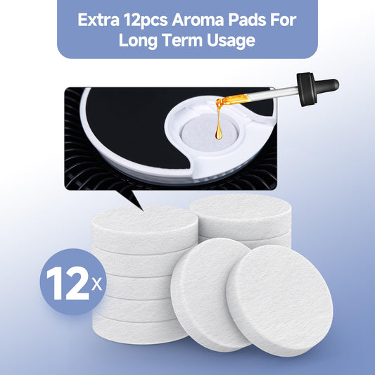 4 Packs A2001 Replacement Filter and 12pcs Aroma Pads Compatible with A2001 Air Cleaner Purifier, White