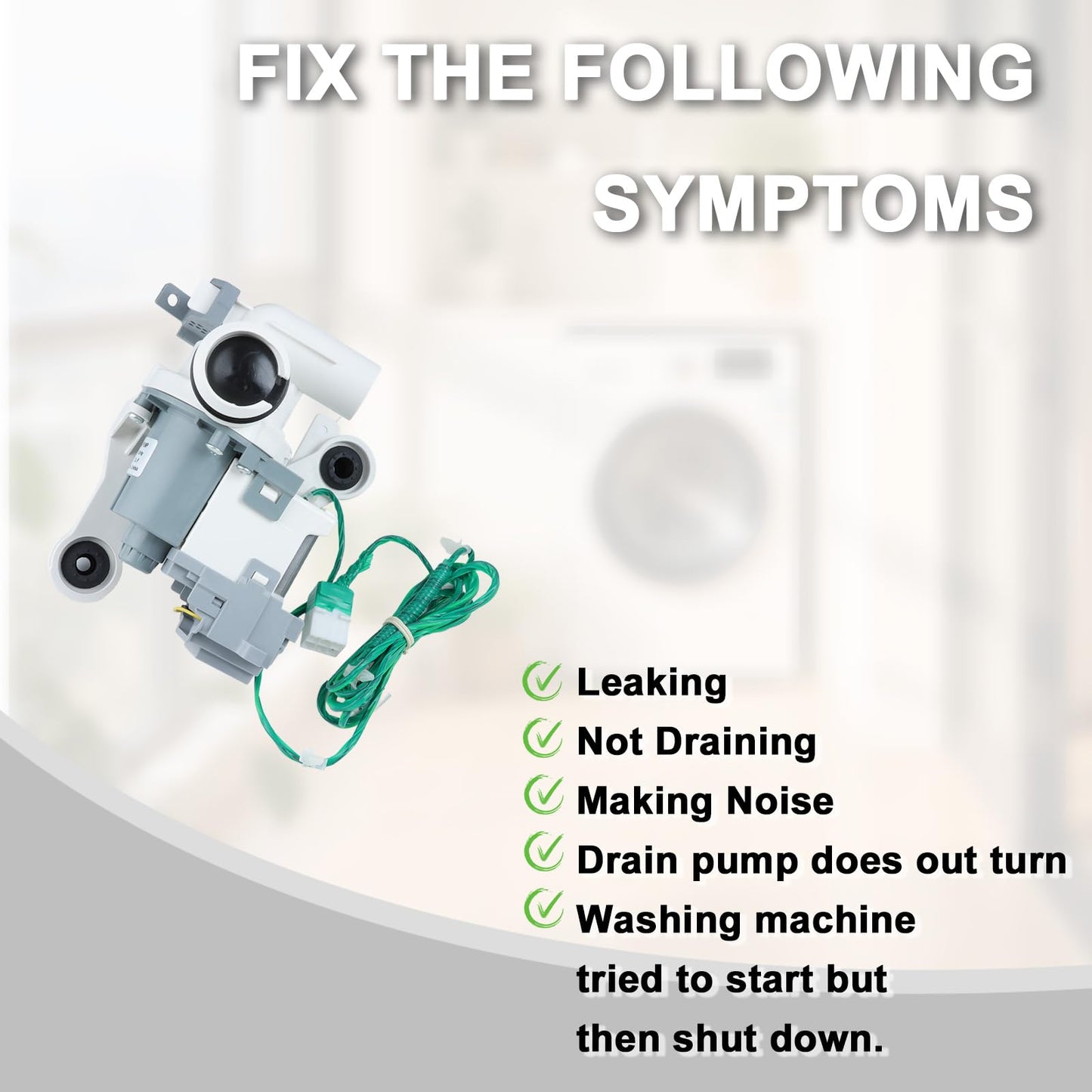 Hyaminu Upgraded DC97-19289F Washer Drain Pump for Samsung, Replaces DC97-19289A PX3516-01, Fixes Washer Not Draining, OE 5E ND Error, Water Stuck in Tub, Noisy Pump