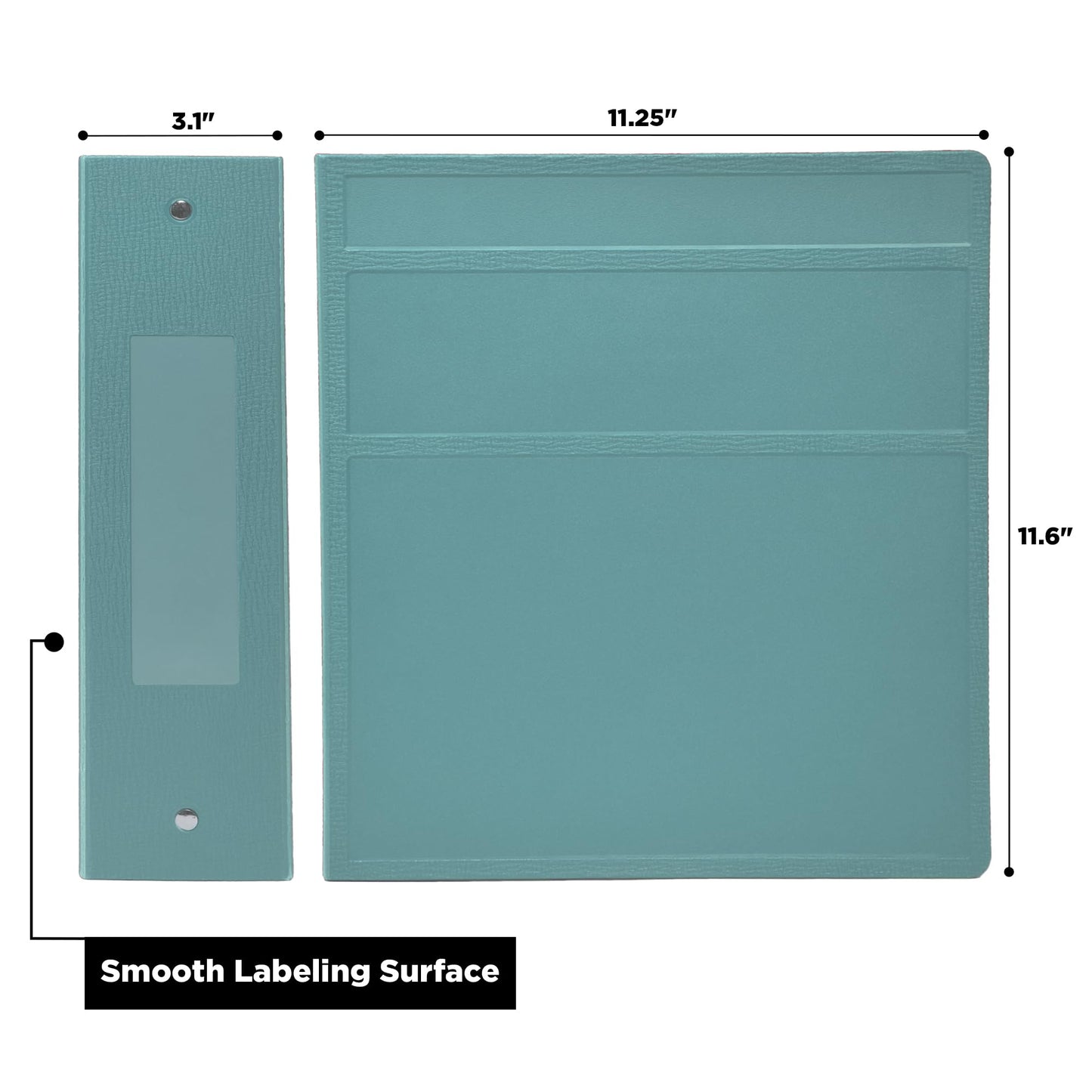 Carstens 3-Inch Heavy Duty 3-Ring Binder - Side Opening, Powder Blue, Durable Plastic, Precision No-Gap Rings, Waterproof Cover, No Pockets, Holds 400 US Letter Sheets, BPA-Free, Made in USA (1744-3R)