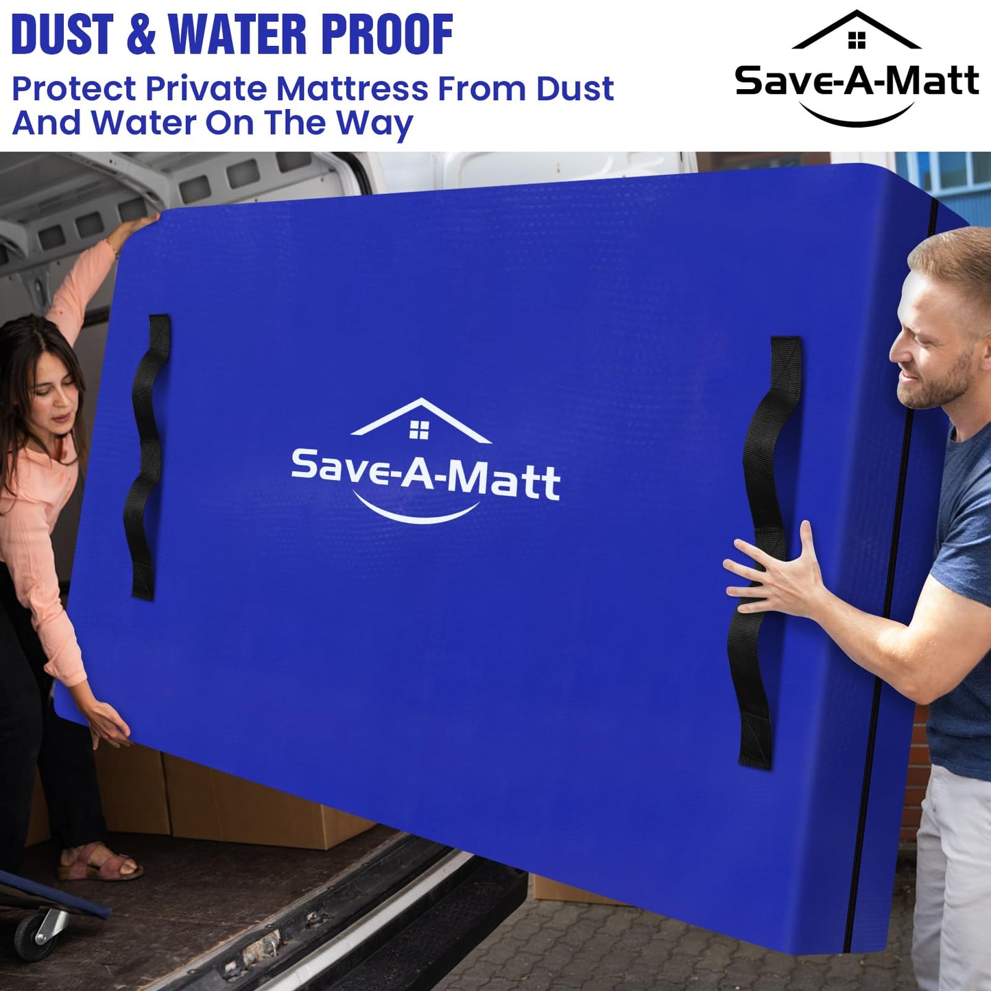 SaveAMatt Mattress Bags for Moving 2 Pack - Extra Thick & Durable Queen Mattress Cover for Moving - Reusable Waterproof Tarp Mattress Protector (82’’x62’’x15’’ Queen Size)