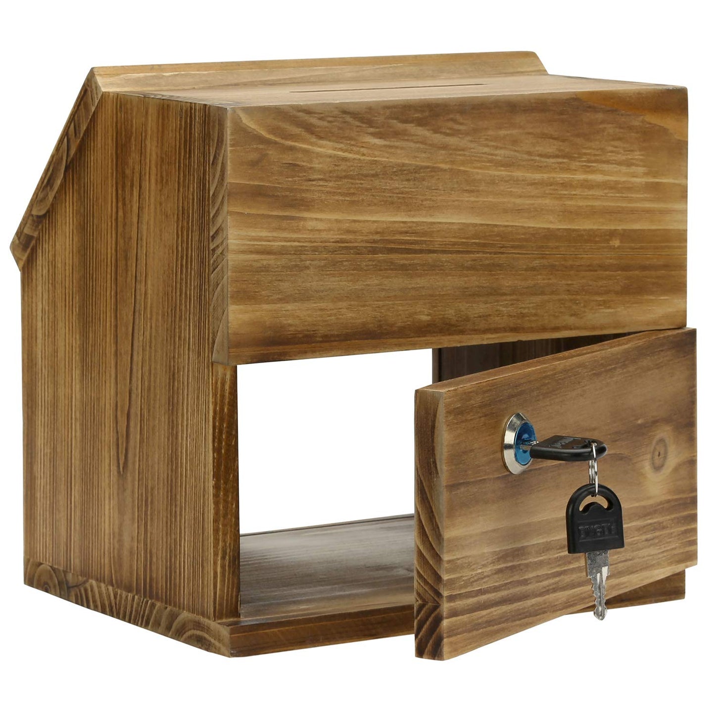 MyGift Tip Jar,Donation Box for Fundraising with Chalkboard Label and Keys, Wooden Suggestion Prayer Box with Slot and Lock for Church,Wedding