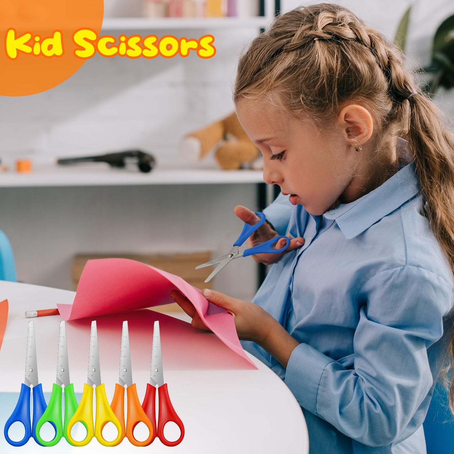 200 Pcs Kids Scissors Bulk - 5'' Student Safety Scissors, Stainless Steel, Blunt Tip, For School, Office & Craft Projects