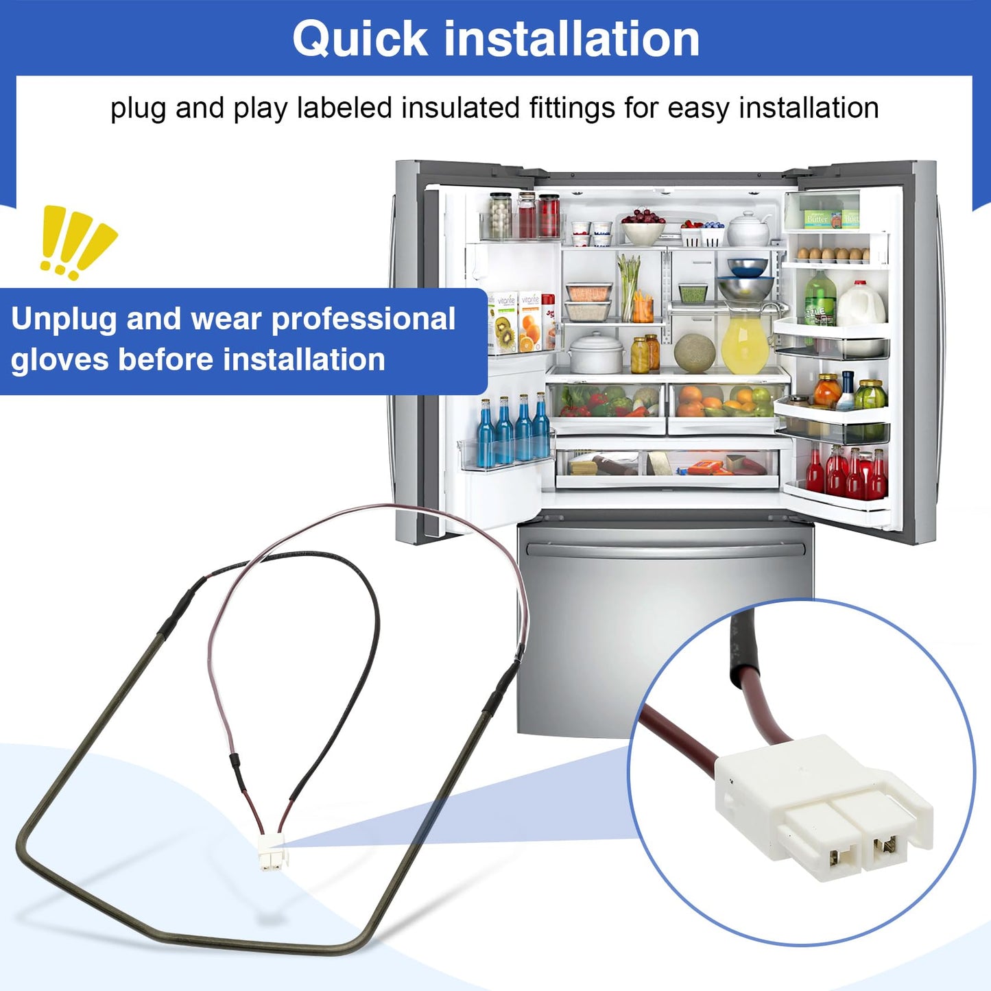 WR02X12603 Defrost Heater, 1476453 Refrigerator Defrost Heater Compatible With GE GFSS6KKXASS DFSF9VKBABB, Fridge Defrost Heater Replace AH2322740, EA2322740, PS2322740, AP4345195