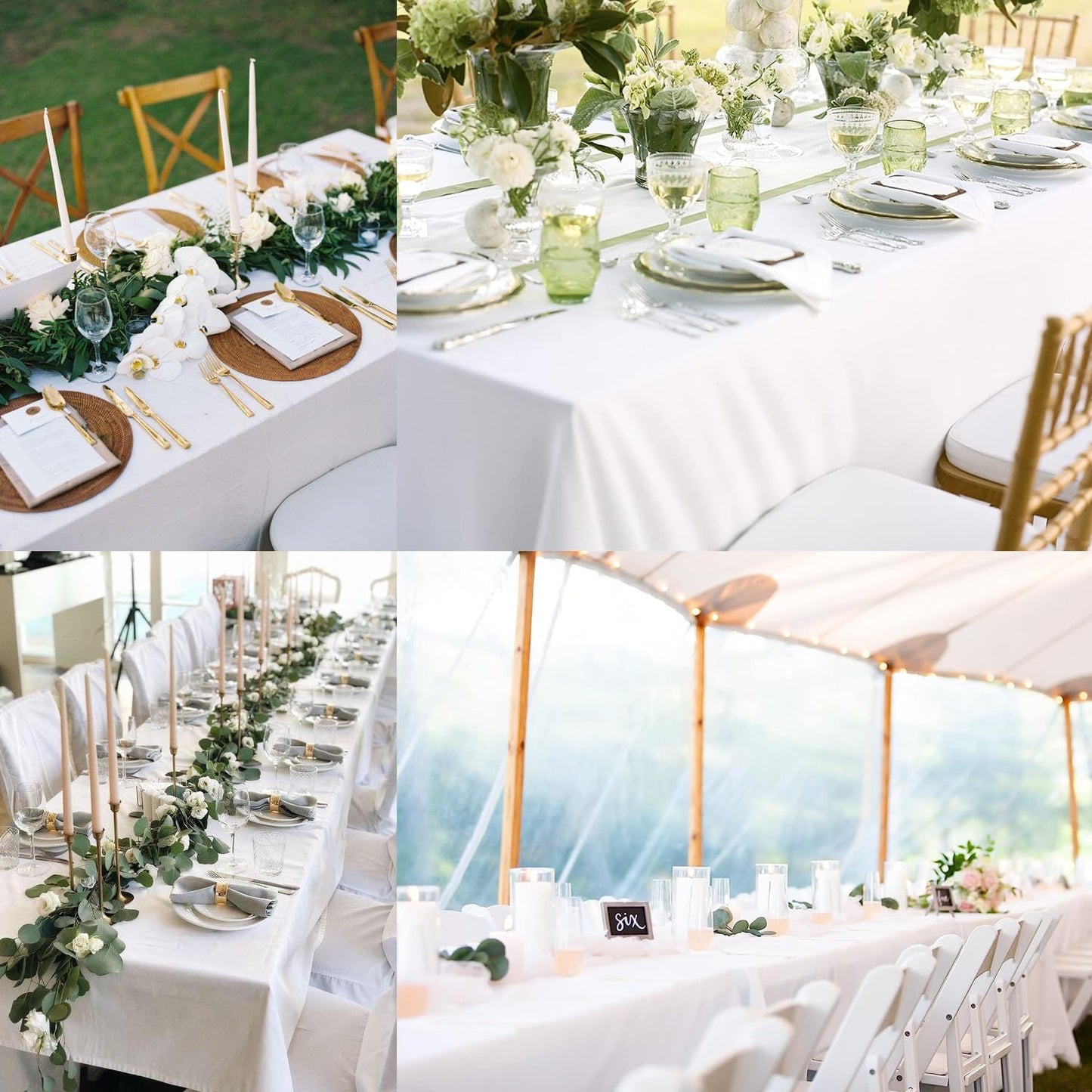 FINDYOU 12 Pack White Table Cloth Rectangle Table 60 x 102 Inch Tablecloths for 6 Foot Rectangle Tables. Stain and Winkle Resistant Polyester Washable White Cloths for Parties