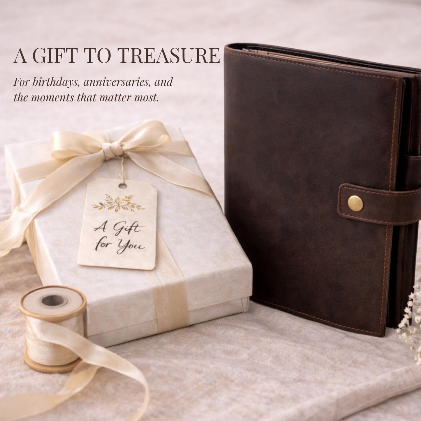 A5 Refillable Leather Journal for Men and Women with Pen, Leather Notebook, Bound Cover, Premium Writing Diary