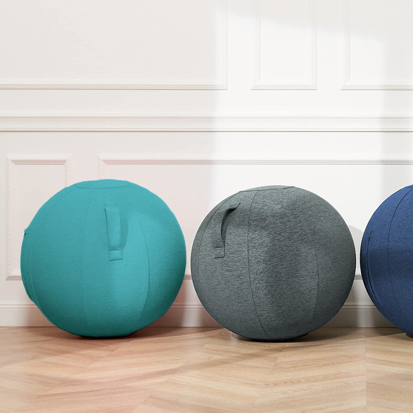 TokSay Exercise Ball Chair for Home Office - 25IN Yoga Ball with Leathaire Cover - Anti-Burst Stability Ball for Pregnancy, Balance & Active Sitting - Pump Included (Gray)