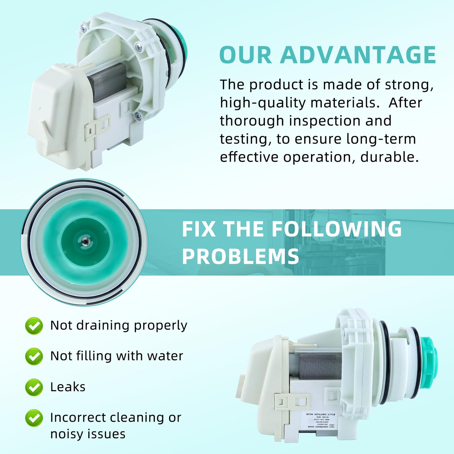 Upgraded BLP11-2 Dishwasher Pump, 5304519906 Circulation Pump & Motor Assembly fit for Frigida Dishwasher Replaces A11951402, AP6840161, PS12712308, EAP12712308 by AMI PARTS
