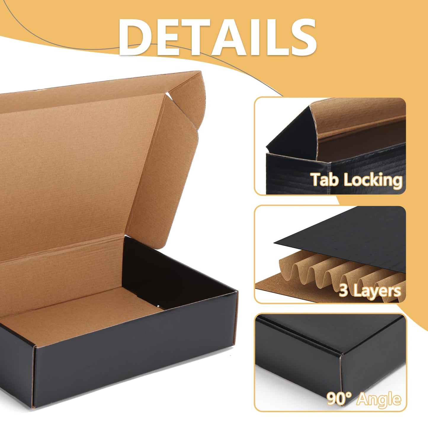 EXYGLO 40 Pack 9x6x2 Shipping Boxes, Black Corrugated Cardboard Boxes for Packaging Small Business, Moving, Shipping, Mailing, and Storing