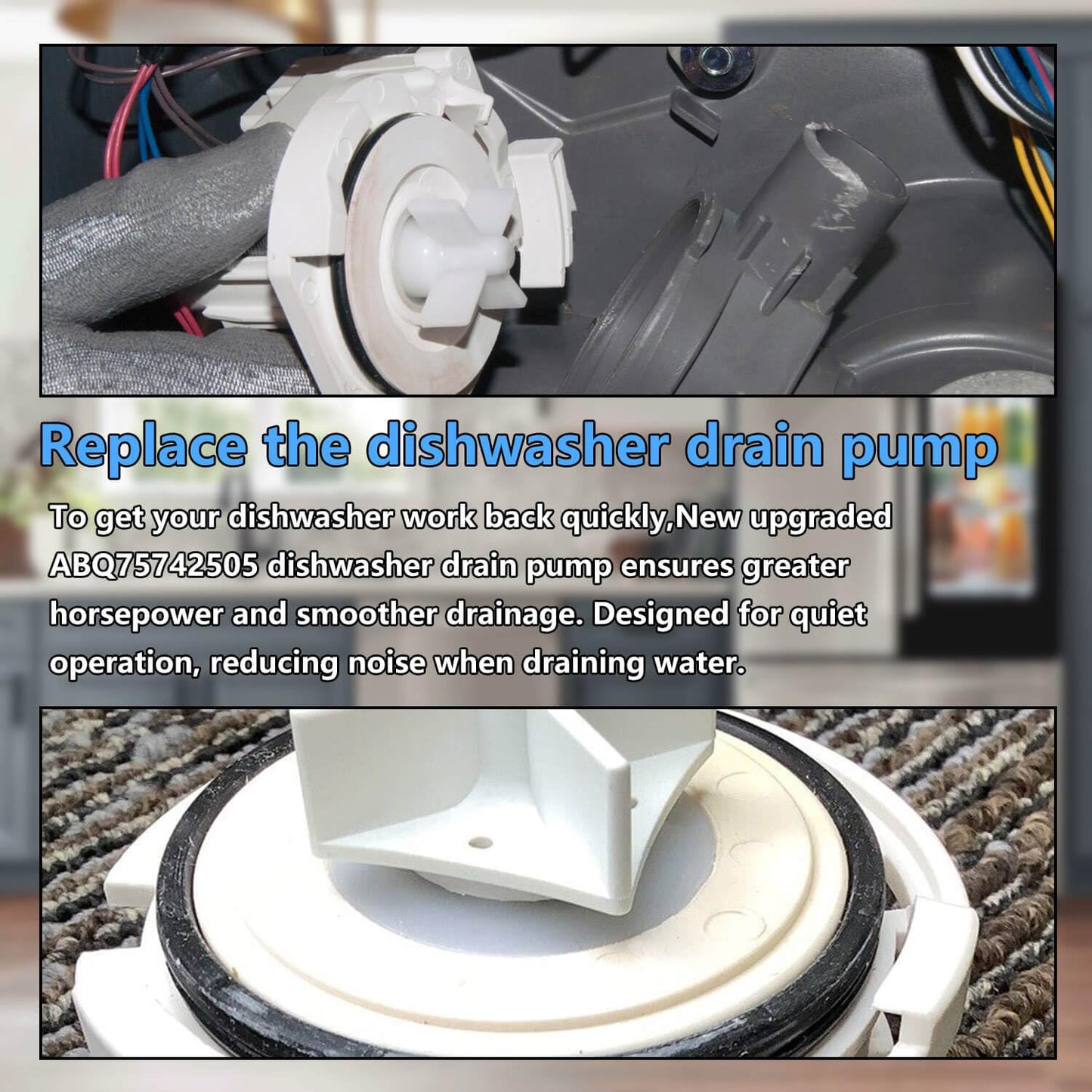 EAU62043401 EAU60710801 EAU62043403 Dishwasher Drain Pump ABQ75742505 ABQ75742501,Fit for LG Kenmore LDFN4542W LDTS5552S LDFN3432T LDFN343LS ADFD5448AT LDPN6761T LDP6810BD SKSDW2402P LDF5678SS