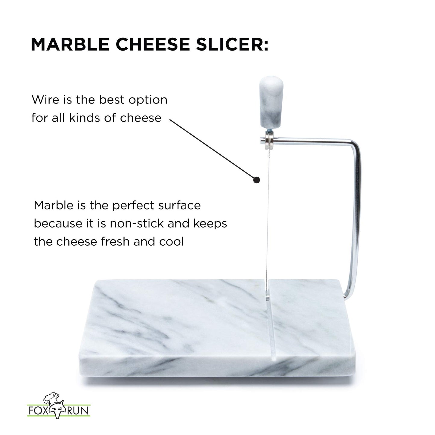 Fox Run Brands 3841COM Fox Run 3841 Marble Cheese Slicer, White
